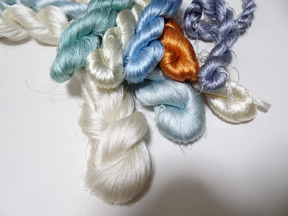 Japanese vintage silk thread 8sets embroidery 8469