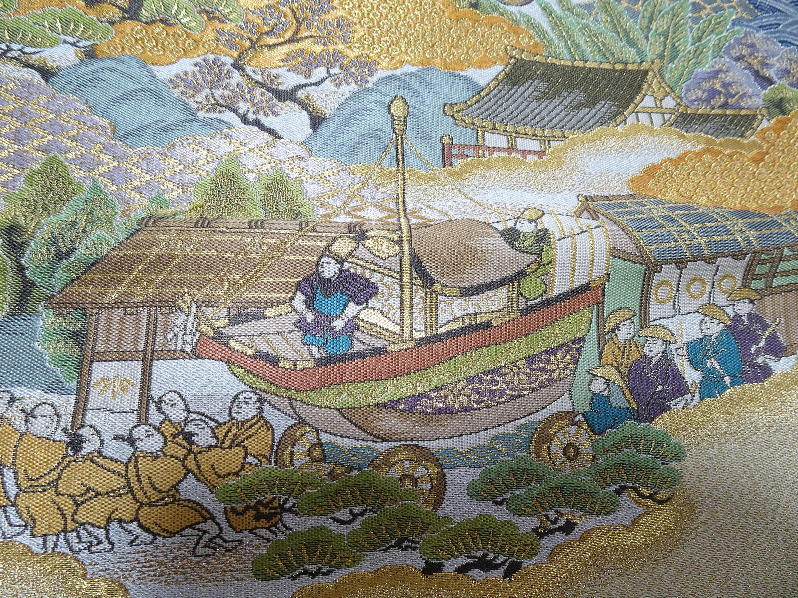 Japanese Kimono Silk Fukuro Woven Rakuchu-ezu Pattern 12167