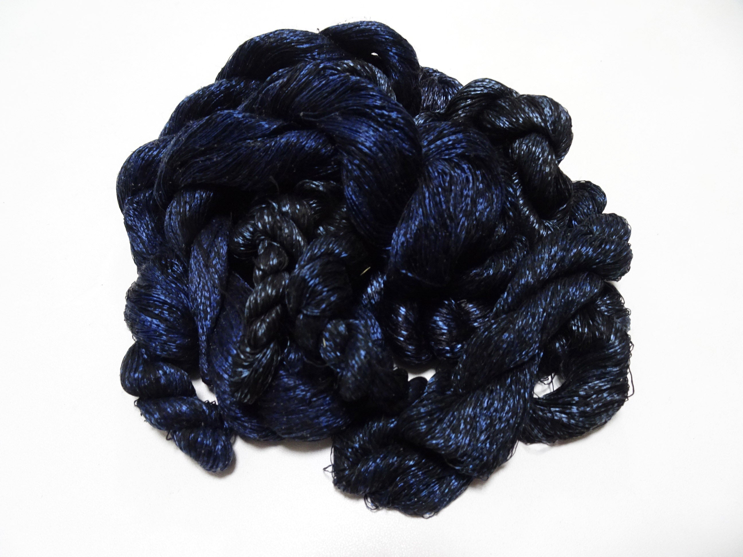 Japanese Vintage Super Rare Indigo Mud Dyeing kasuri loose Twisted Silk Thread Sets Embroidery & weave 13411