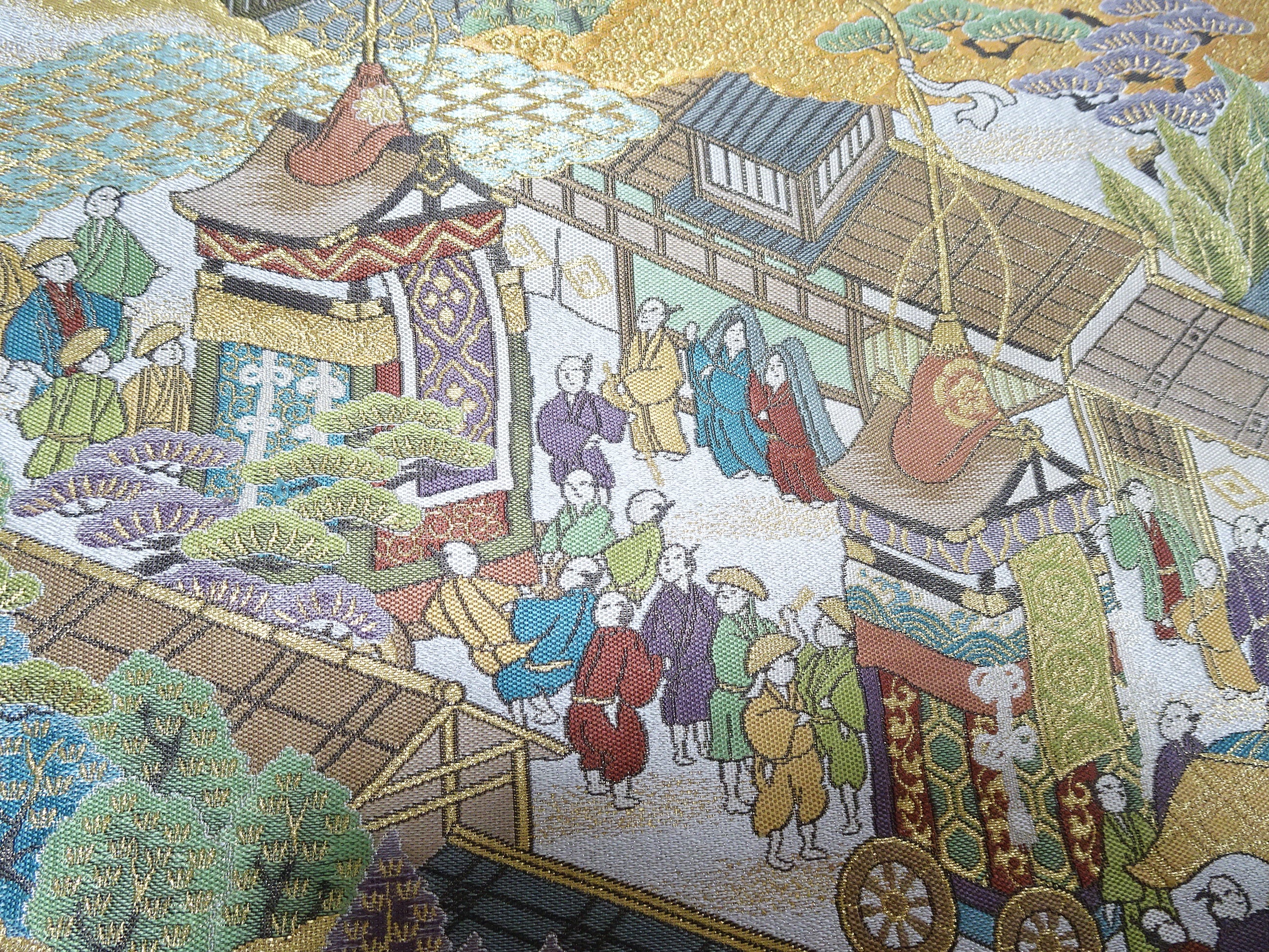 Japanese Kimono Silk Fukuro Woven Rakuchu-ezu Pattern 12167