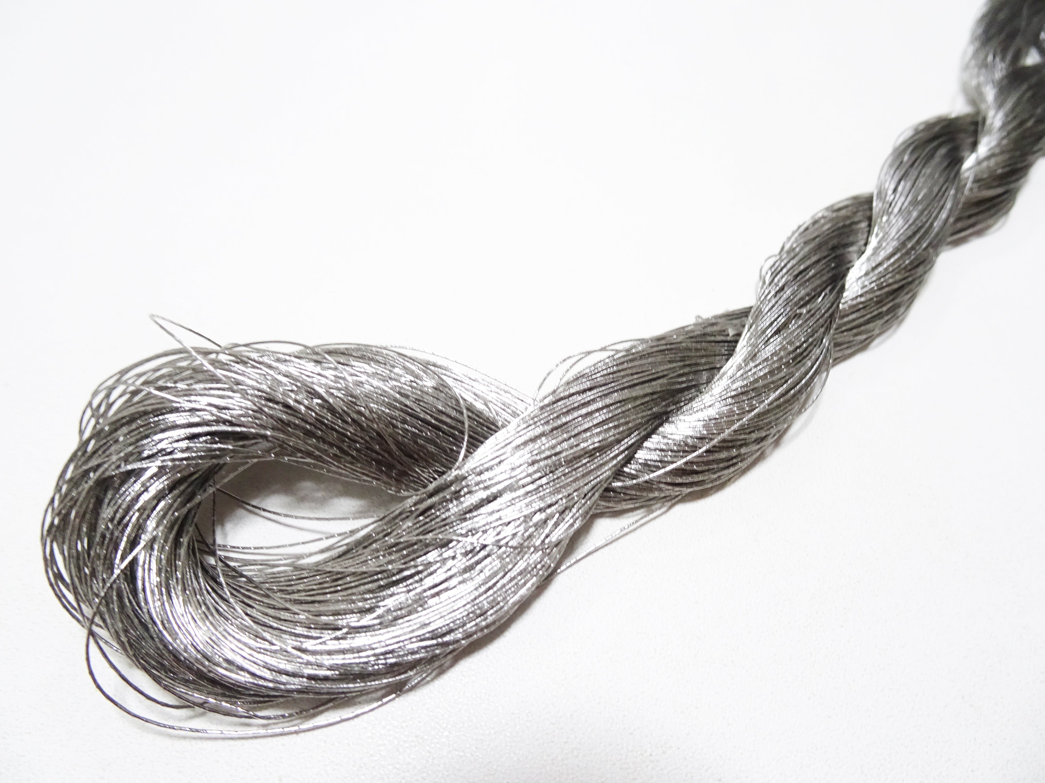 Japanese vintage Super rare Superb Real Platinum leaf thread embroidery 4  0.35mm