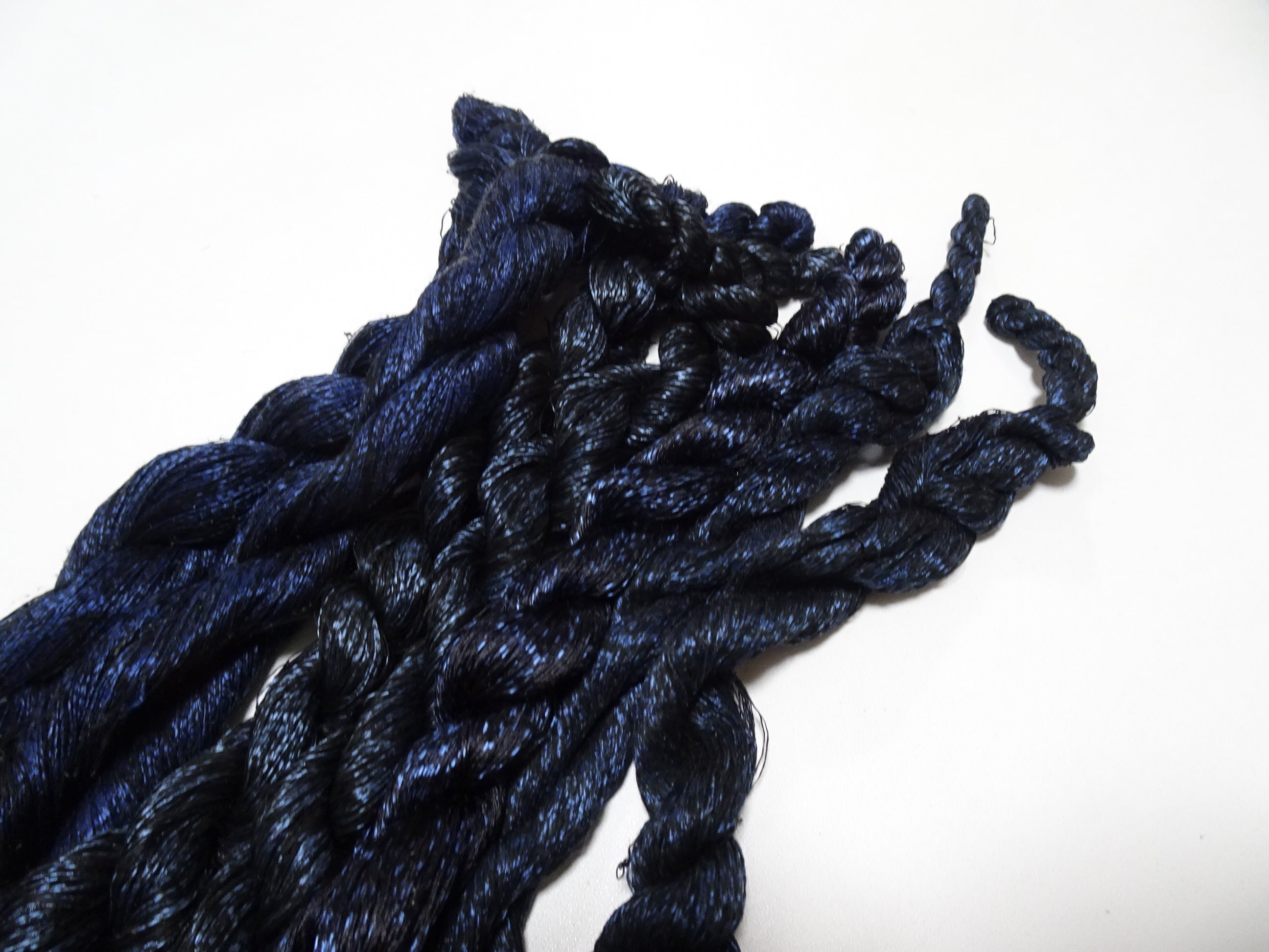 Japanese Vintage Super Rare Indigo Mud Dyeing kasuri loose Twisted Silk Thread Sets Embroidery & weave 13411