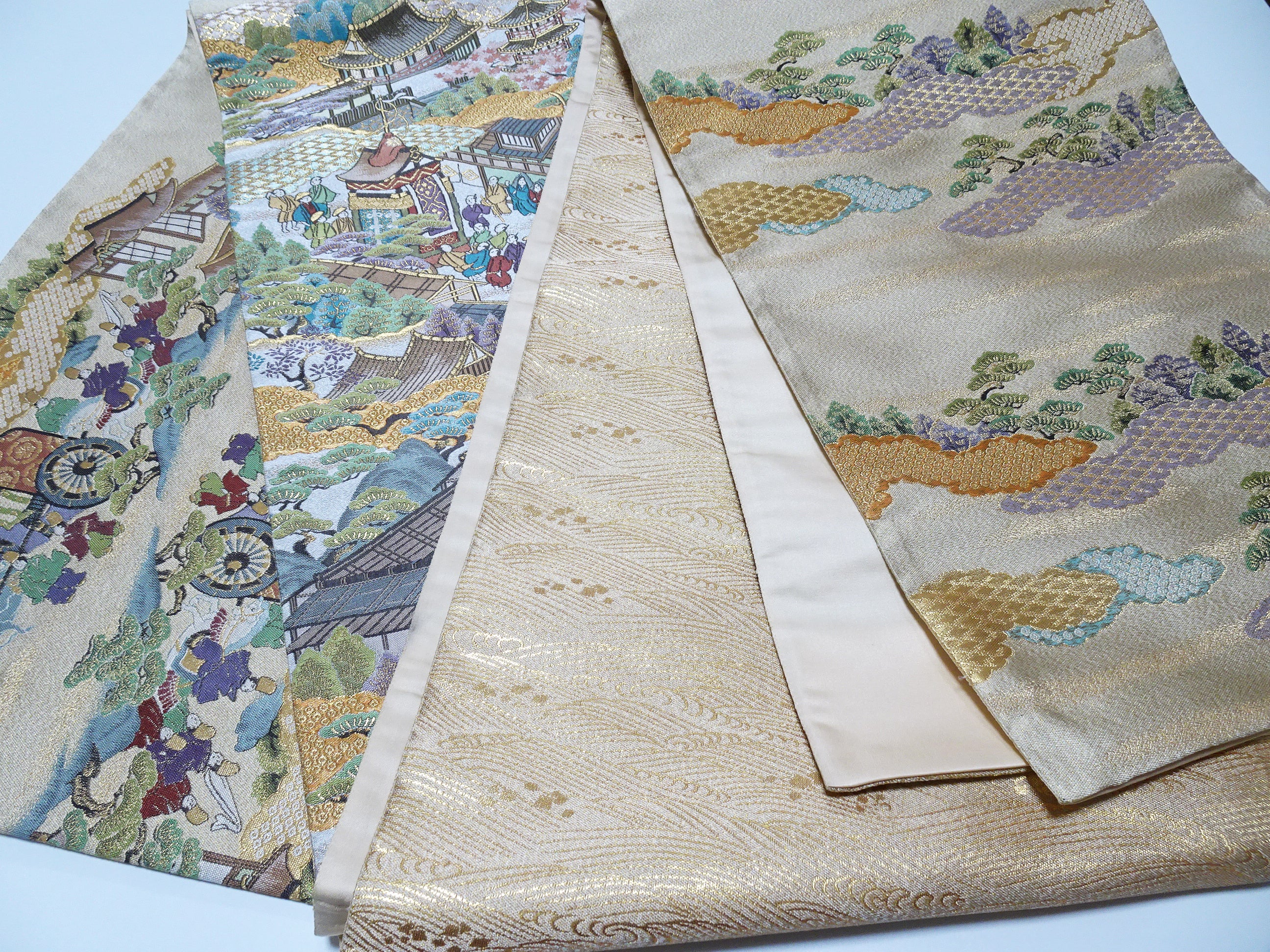 Japanese Kimono Silk Fukuro Woven Rakuchu-ezu Pattern 12167