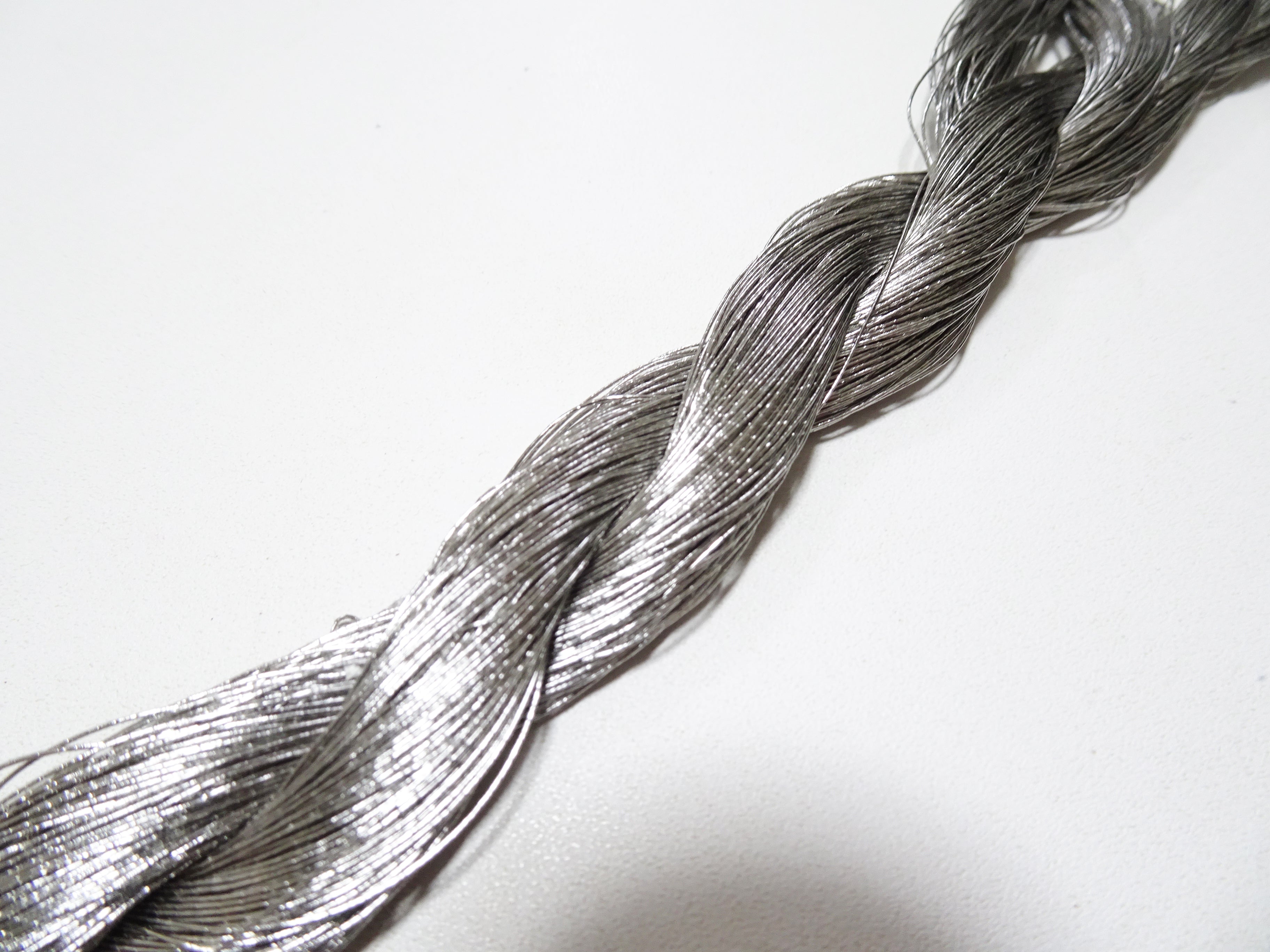 Japanese vintage Super rare Superb Real Platinum leaf thread embroidery 4  0.35mm