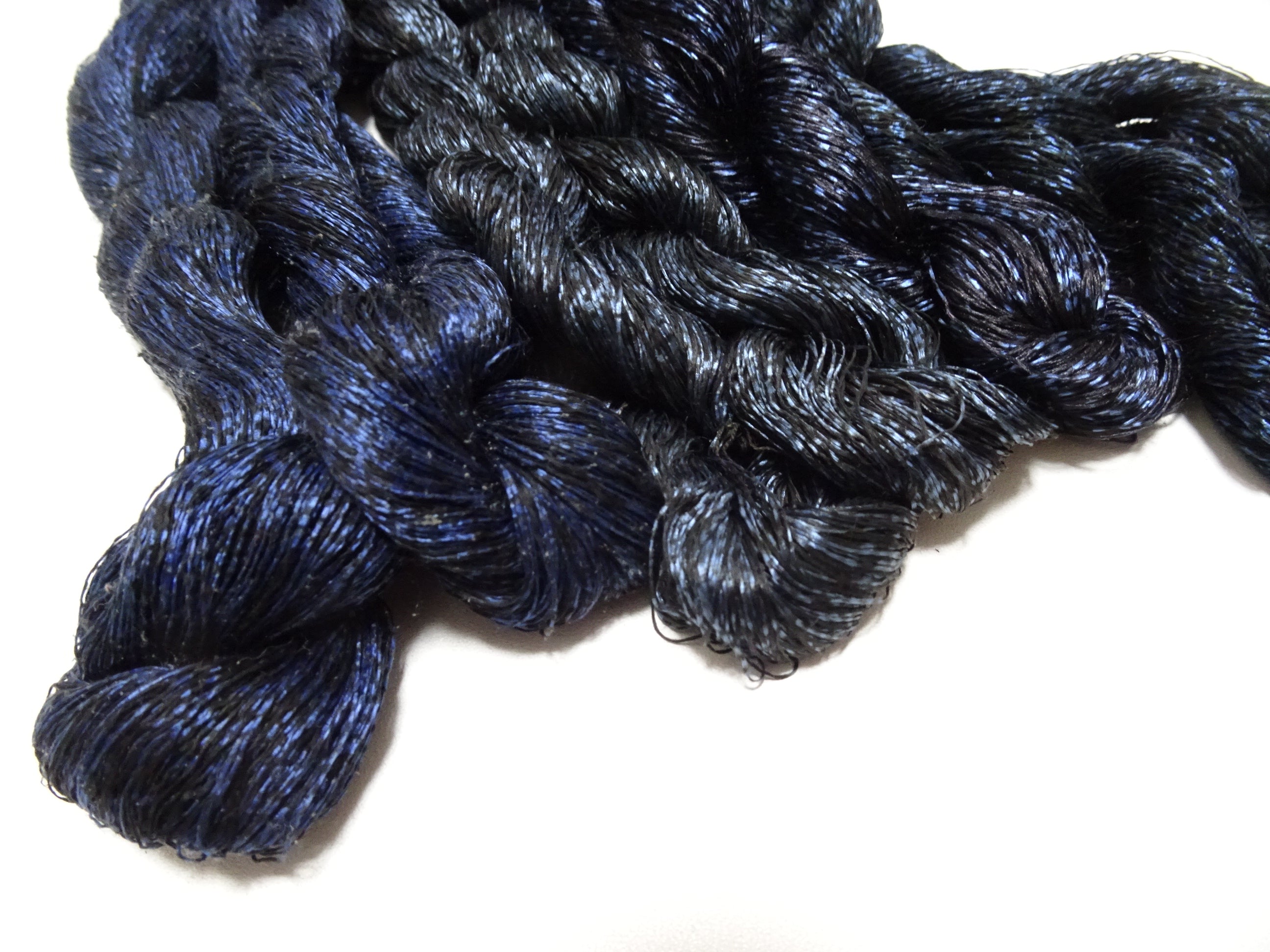 Japanese Vintage Super Rare Indigo Mud Dyeing kasuri loose Twisted Silk Thread Sets Embroidery & weave 13411