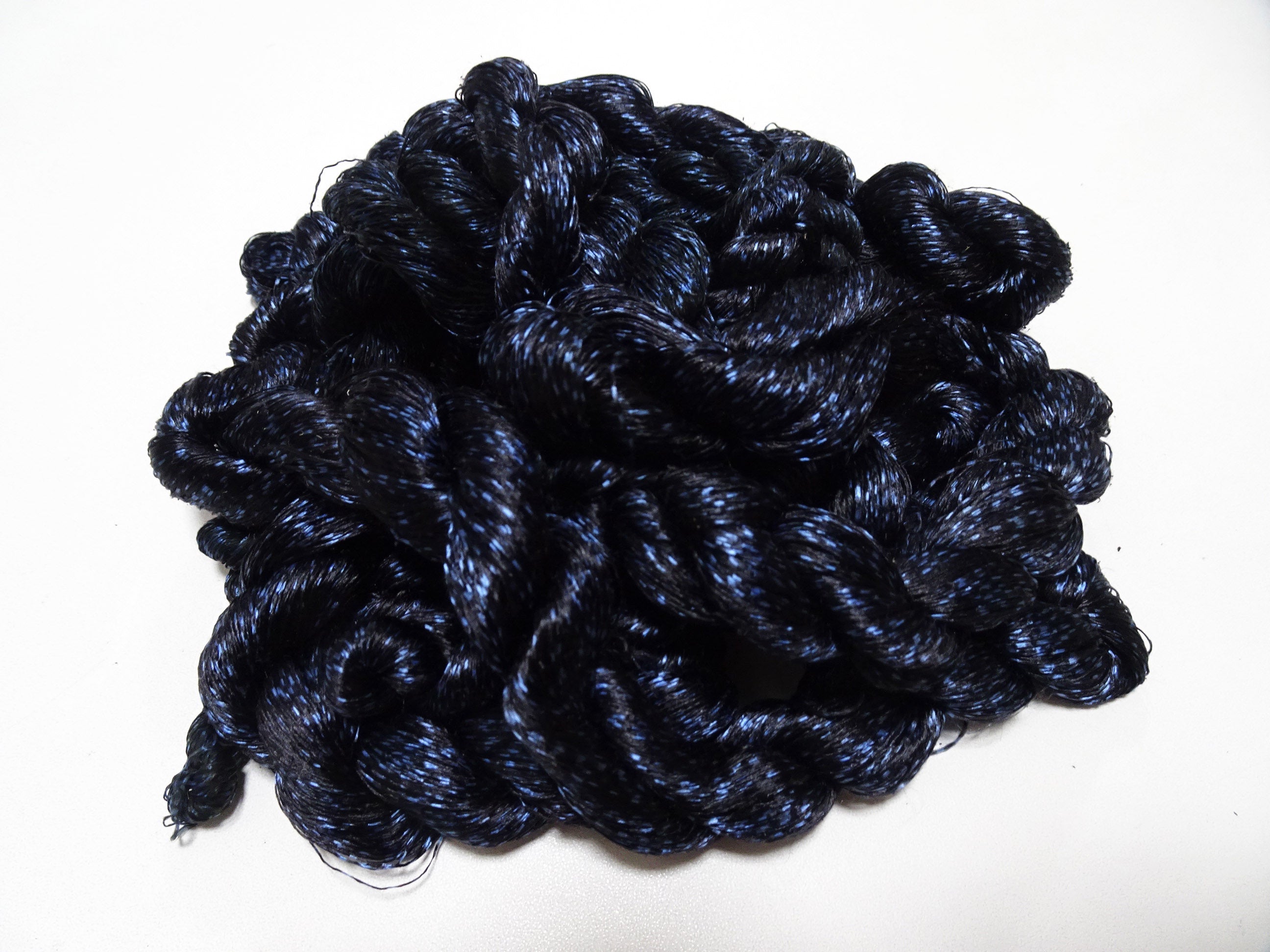 Japanese Vintage Super Rare Indigo Mud Dyeing kasuri loose Twisted Silk Thread Sets Embroidery & weave 13412
