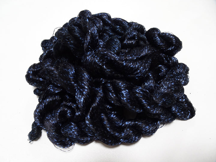 Japanese Vintage Super Rare Indigo Mud Dyeing kasuri loose Twisted Silk Thread Sets Embroidery & weave 13412
