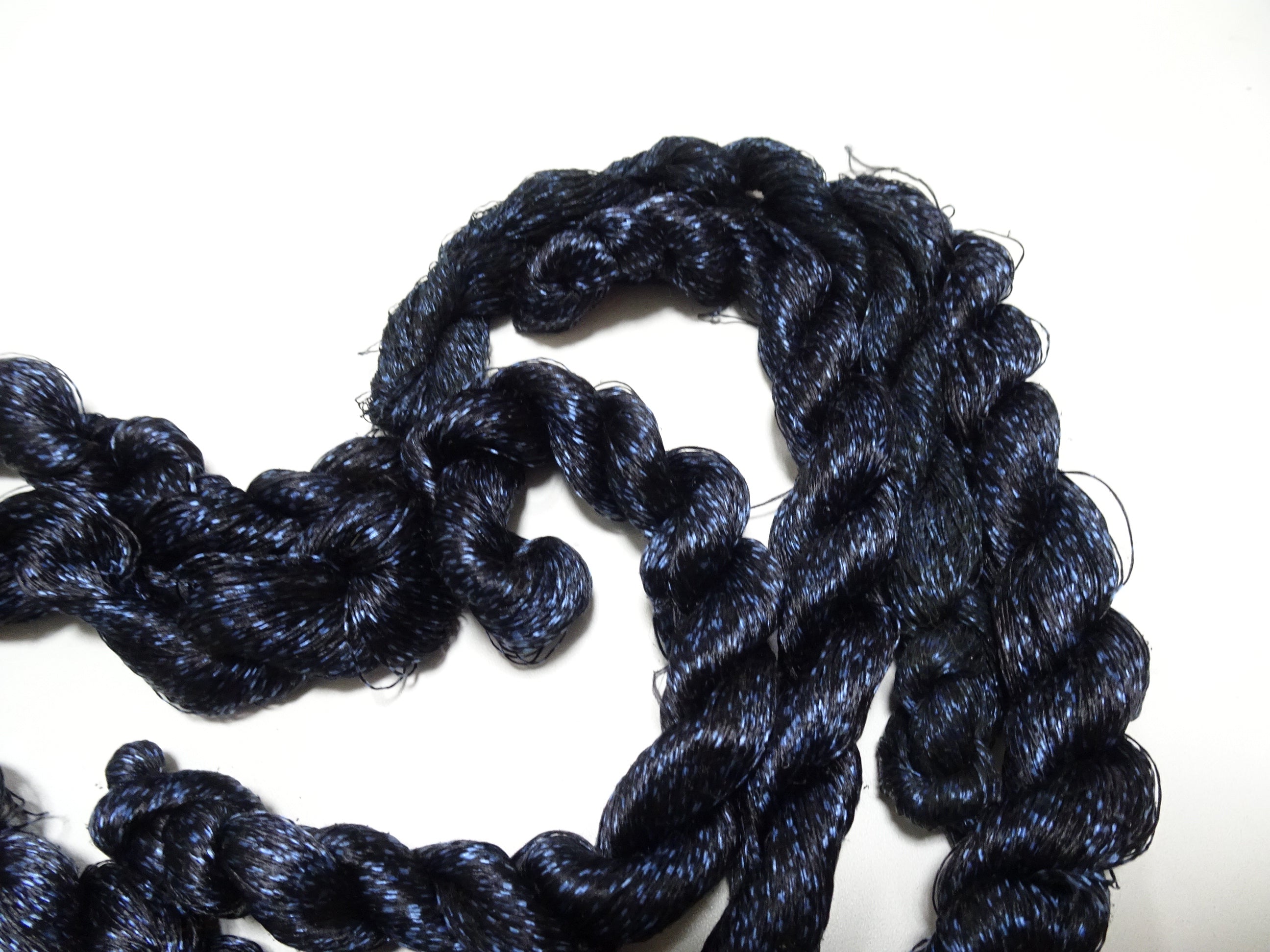 Japanese Vintage Super Rare Indigo Mud Dyeing kasuri loose Twisted Silk Thread Sets Embroidery & weave 13412