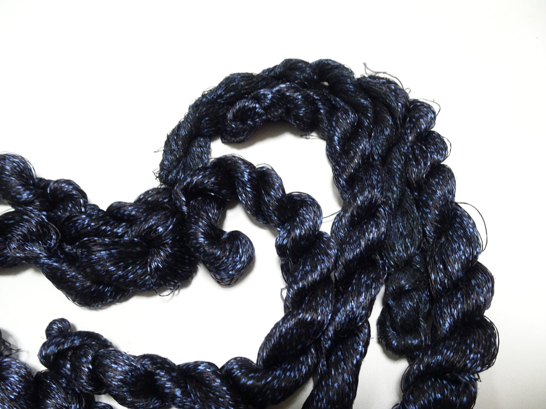 Japanese Vintage Super Rare Indigo Mud Dyeing kasuri loose Twisted Silk Thread Sets Embroidery & weave 13412