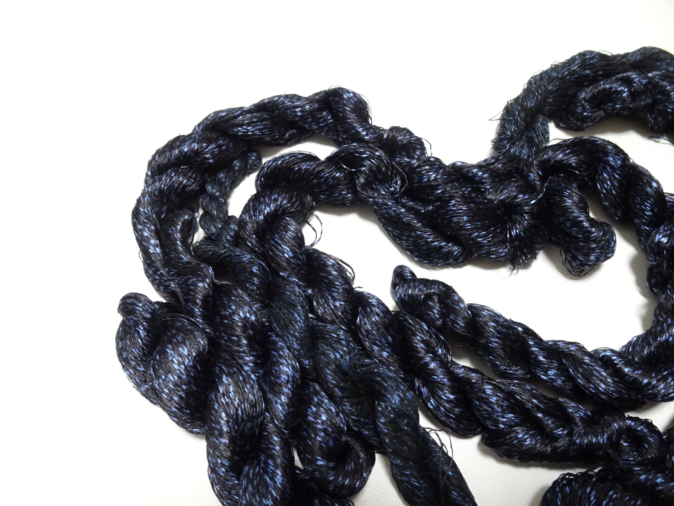 Japanese Vintage Super Rare Indigo Mud Dyeing kasuri loose Twisted Silk Thread Sets Embroidery & weave 13412