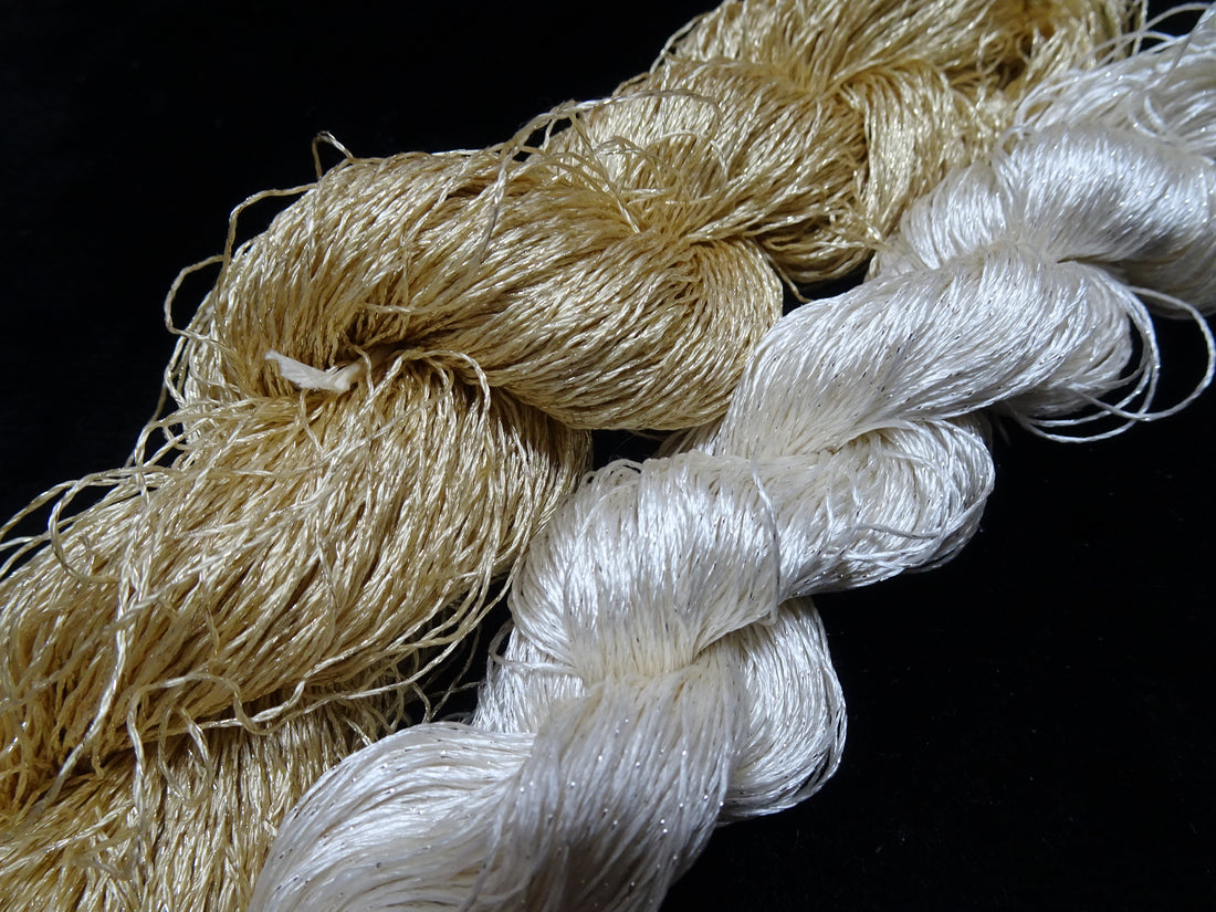 Japanese Vintage High Class Rare Silk Thread 2sets Mixture of Gold embroidery 17898
