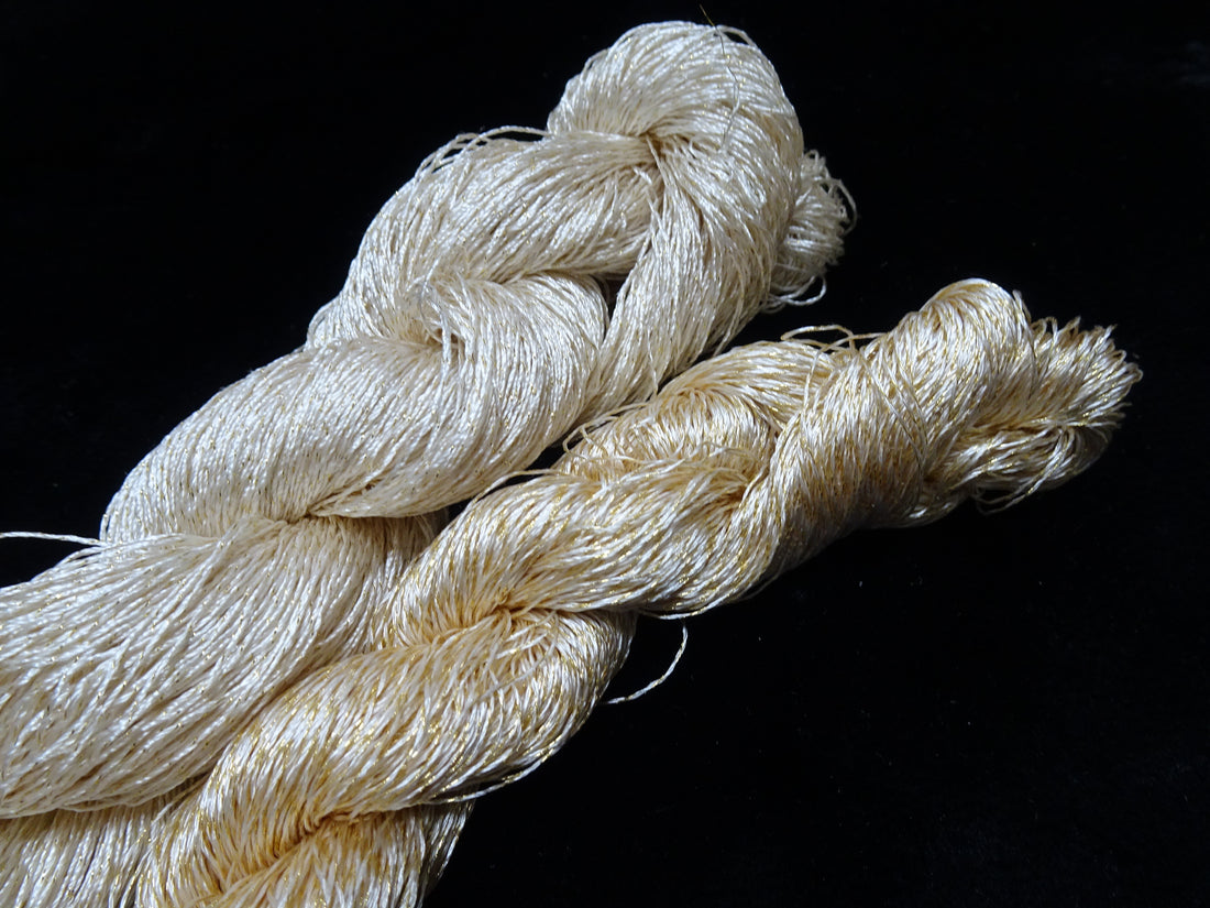 Japanese Vintage High Class Rare Silk Thread 2sets Mixture of Gold embroidery 17899