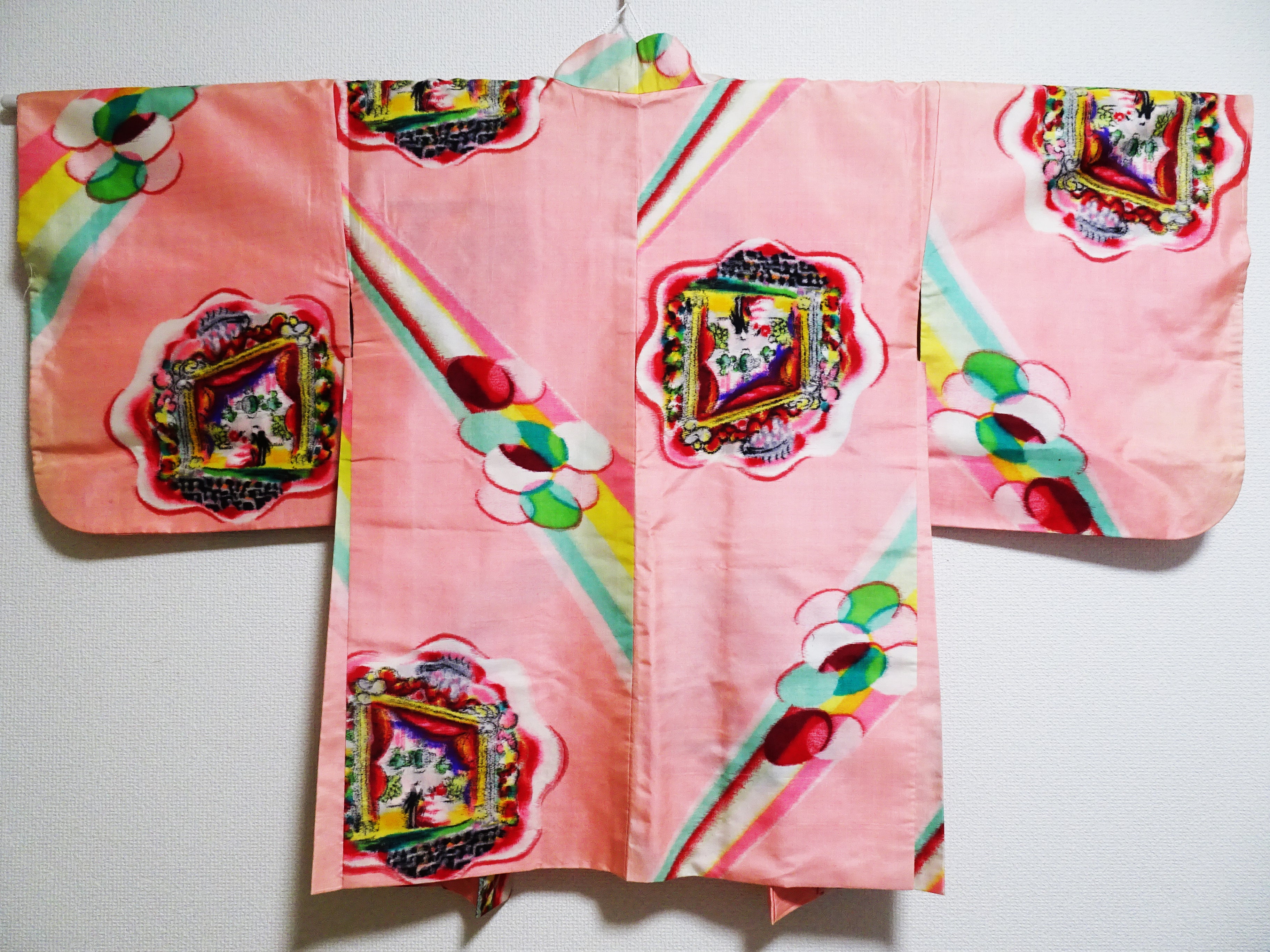 Japanese Antique high quality Super Rare Meisen Haori  art deco The show! and spotlight 7457