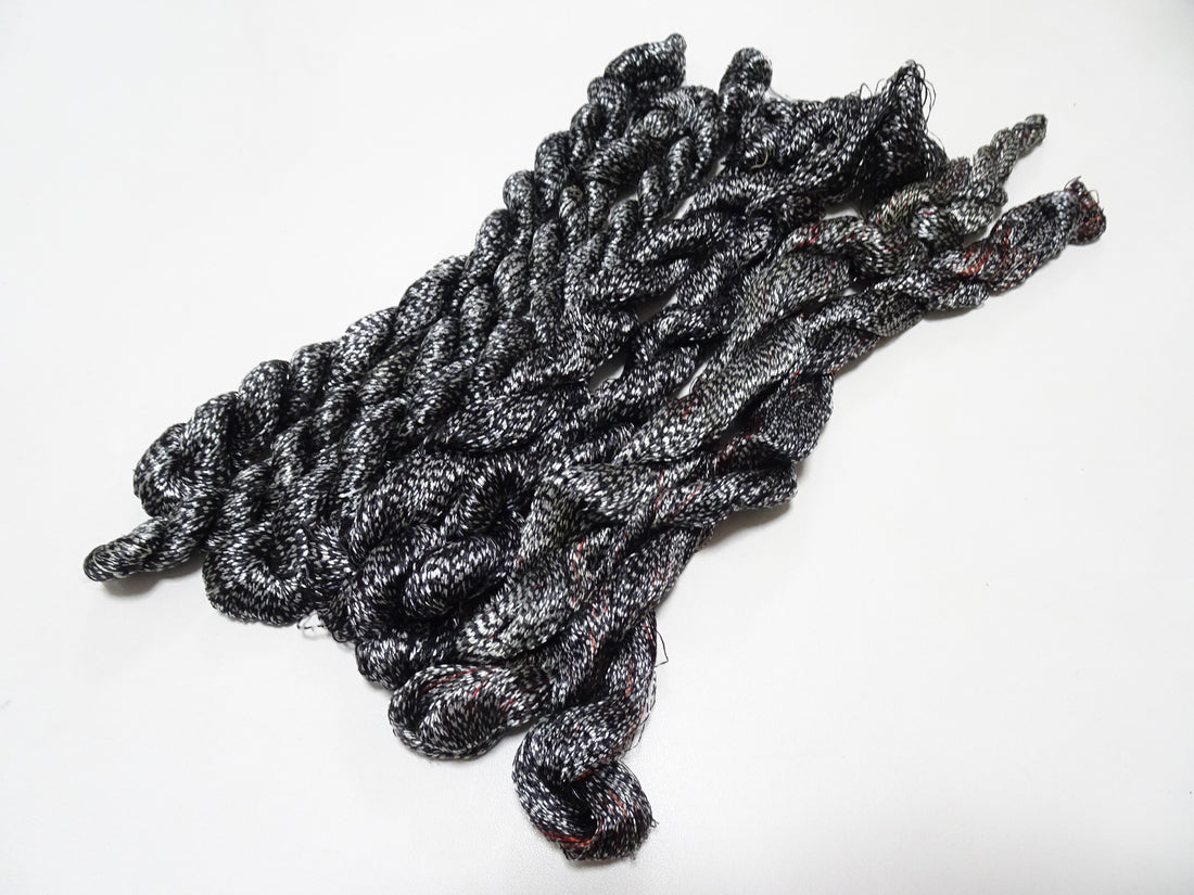 Japanese Vintage Super Rare Mud Dyeing kasuri loose Twisted Silk Thread Sets Embroidery & weave 13418