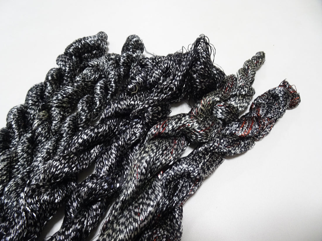 Japanese Vintage Super Rare Mud Dyeing kasuri loose Twisted Silk Thread Sets Embroidery & weave 13418