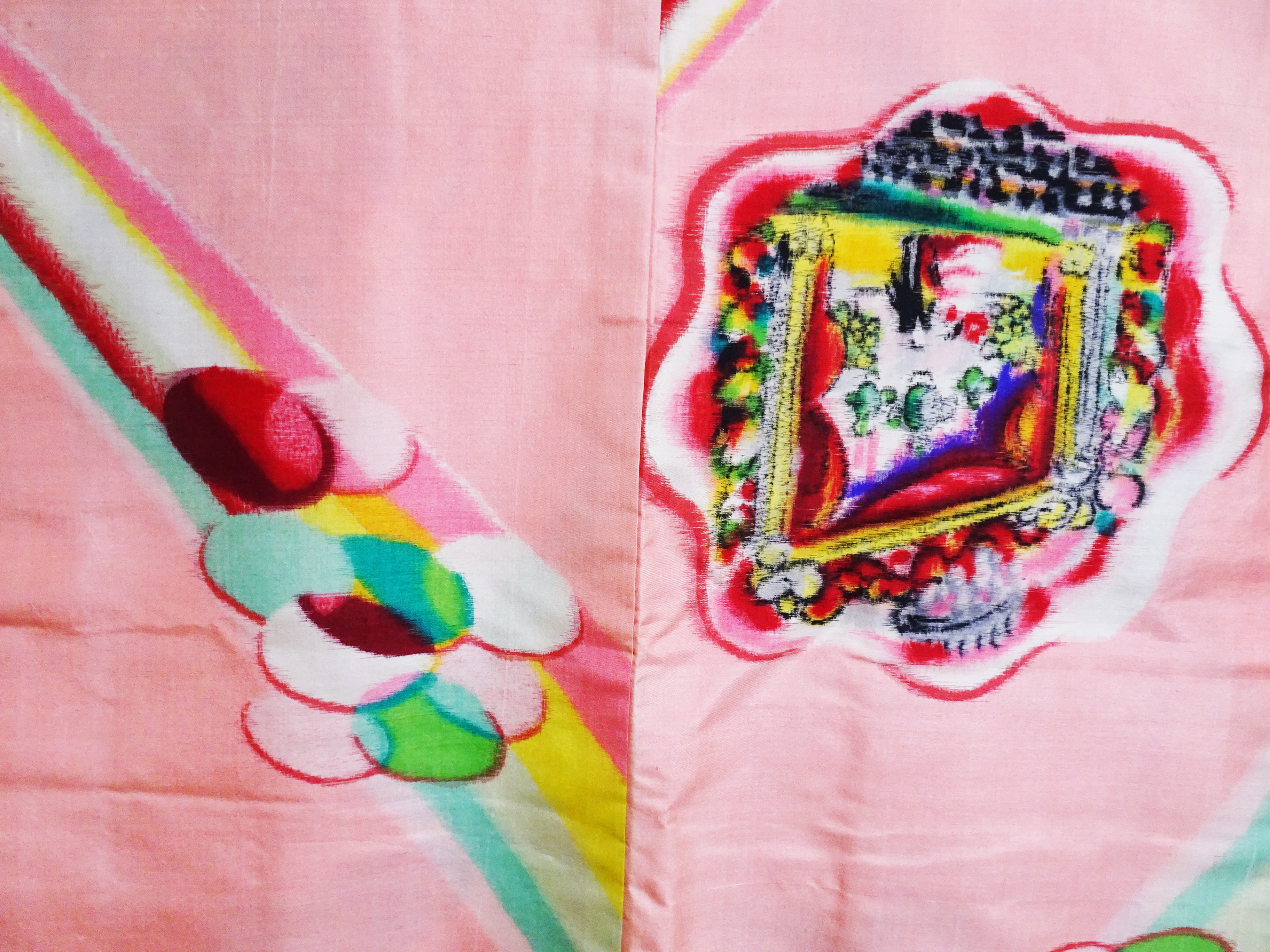 Japanese Antique high quality Super Rare Meisen Haori  art deco The show! and spotlight 7457