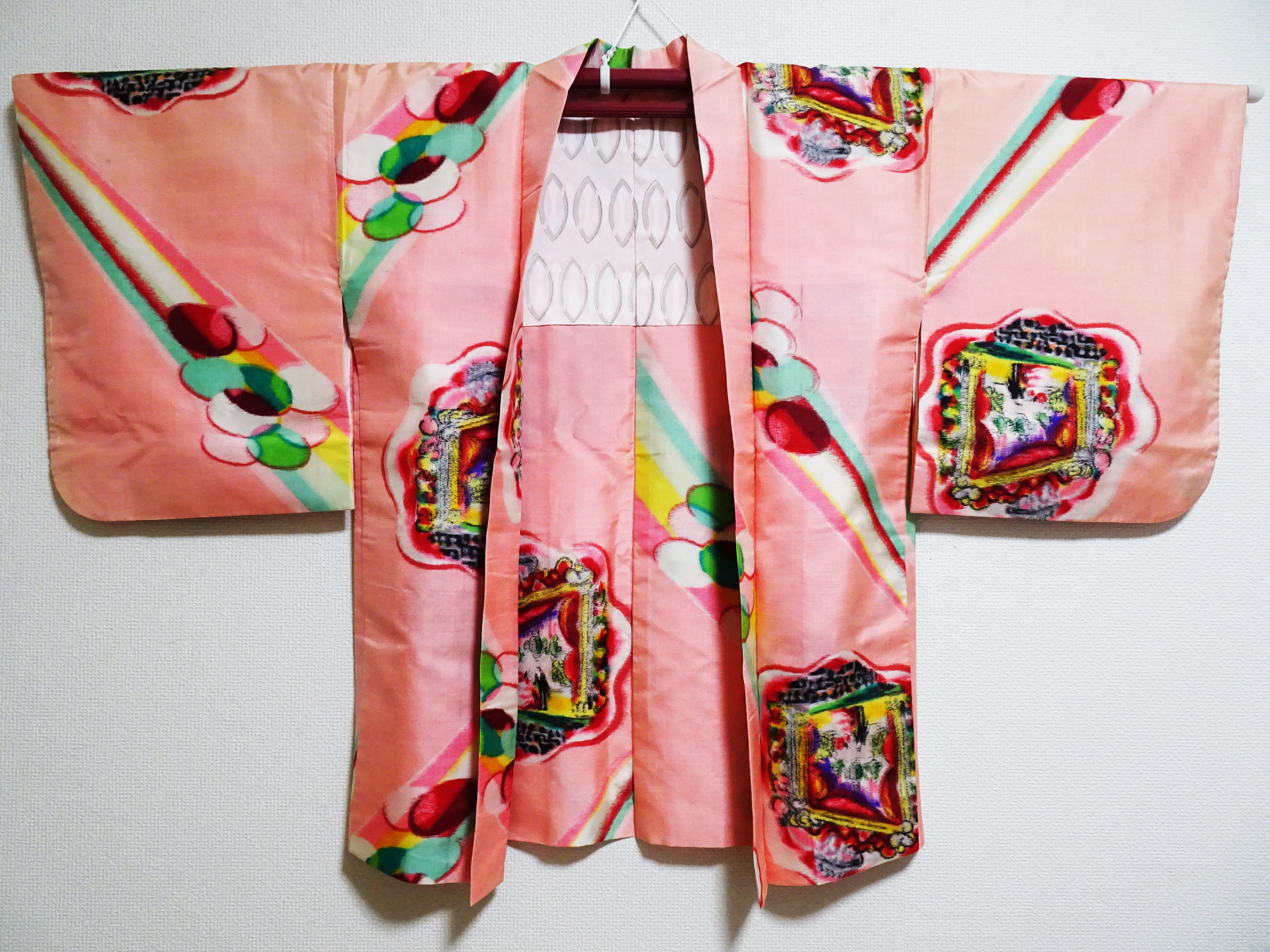 Japanese Antique high quality Super Rare Meisen Haori  art deco The show! and spotlight 7457