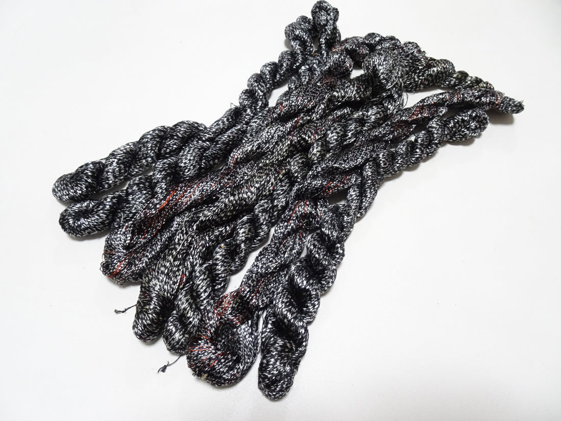 Japanese Vintage Super Rare Mud Dyeing kasuri loose Twisted Silk Thread Sets Embroidery & weave 13419