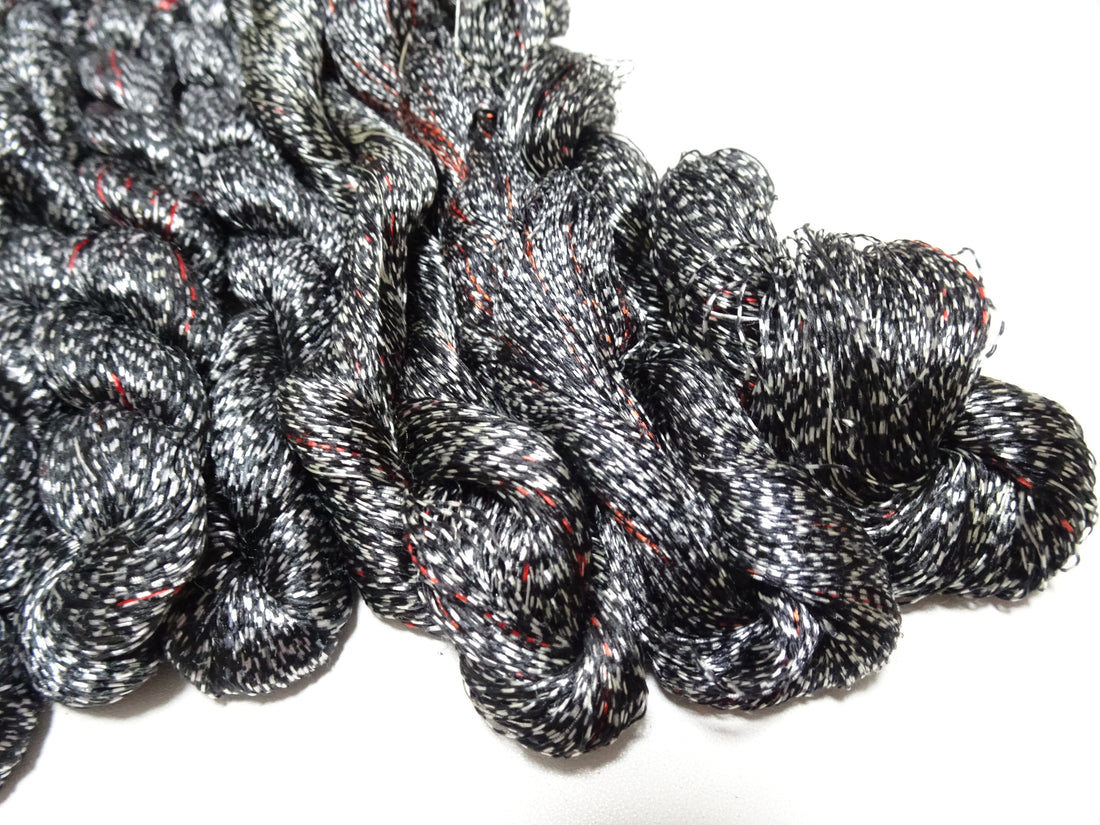 Japanese Vintage Super Rare Mud Dyeing kasuri loose Twisted Silk Thread Sets Embroidery & weave 13422