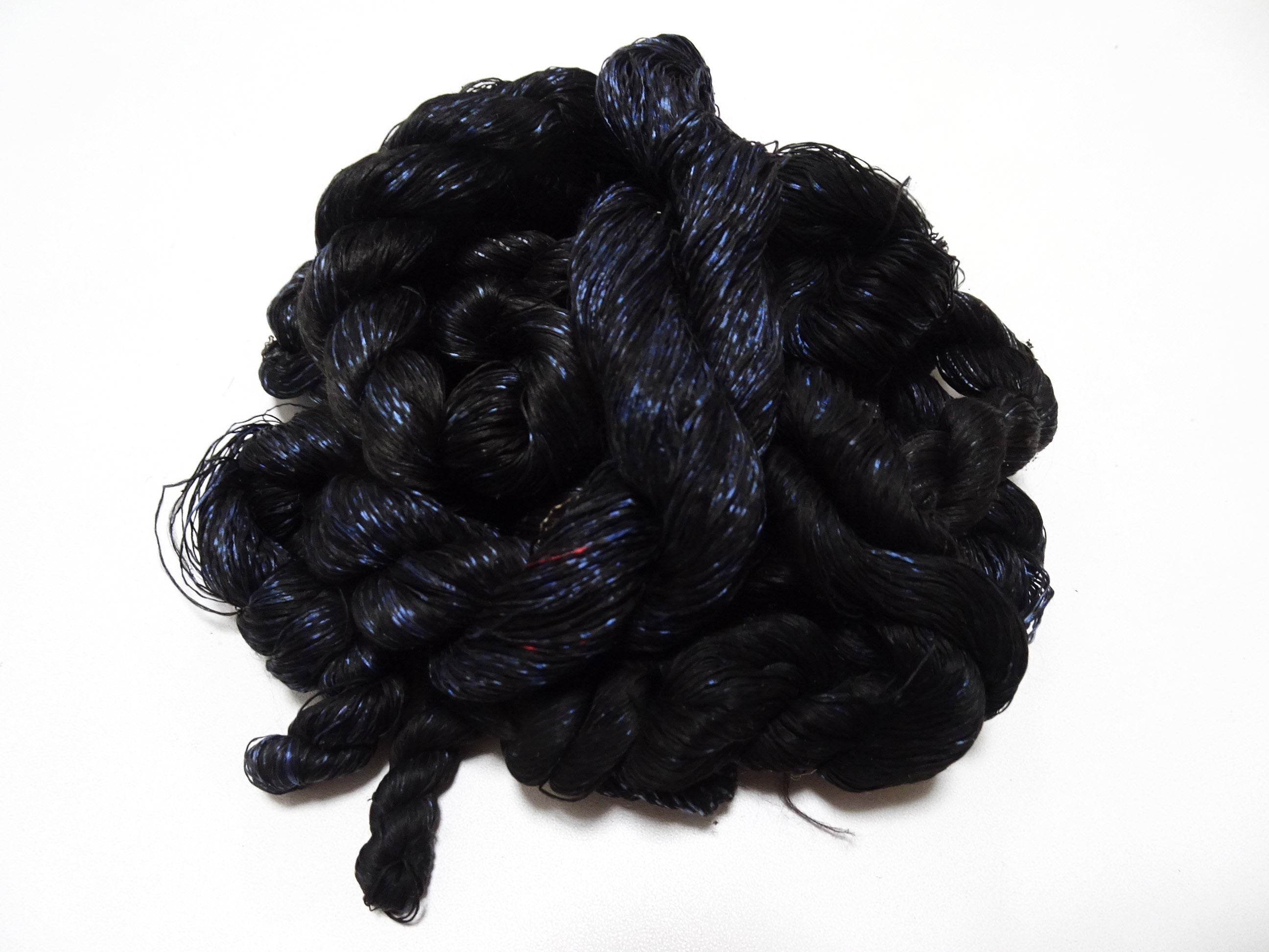 Japanese Vintage Super Rare Indigo Mud Dyeing kasuri loose Twisted Silk Thread Sets Embroidery & weave 13423