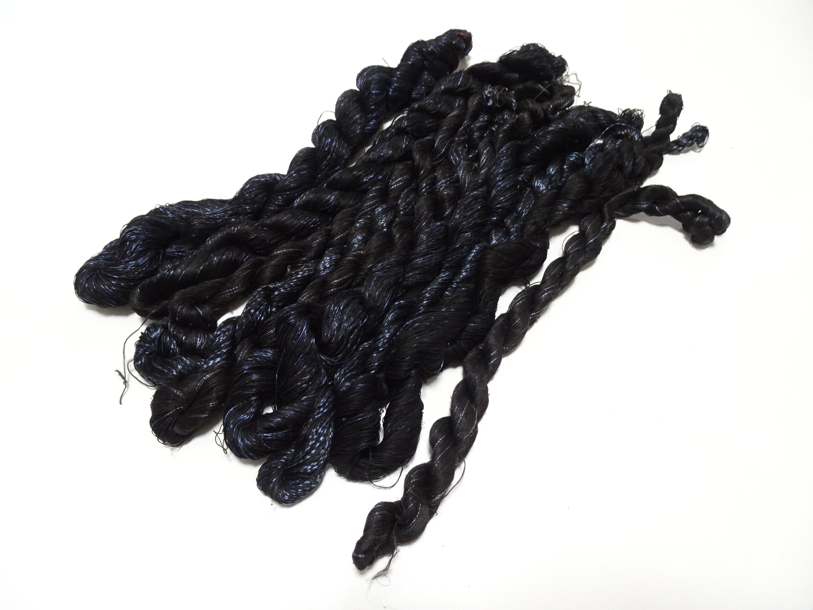 Japanese Vintage Super Rare Indigo Mud Dyeing kasuri loose Twisted Silk Thread Sets Embroidery & weave 13423