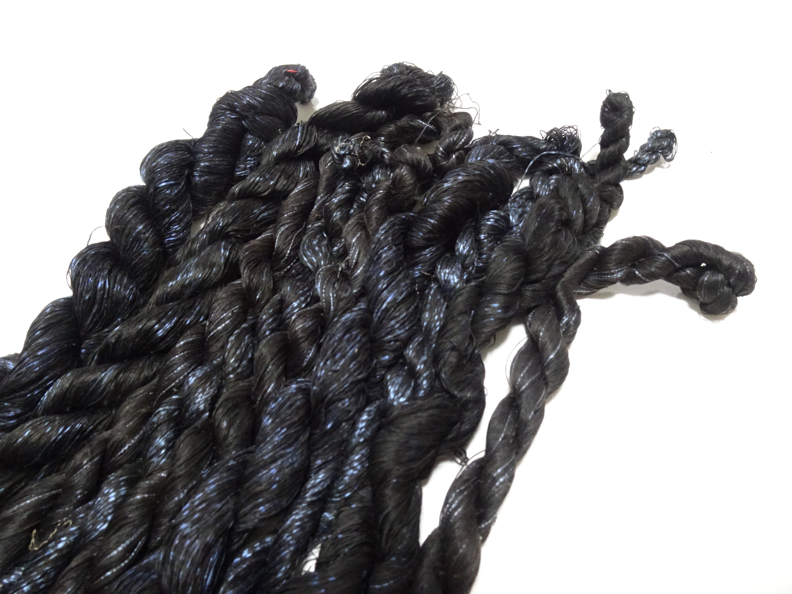 Japanese Vintage Super Rare Indigo Mud Dyeing kasuri loose Twisted Silk Thread Sets Embroidery & weave 13423