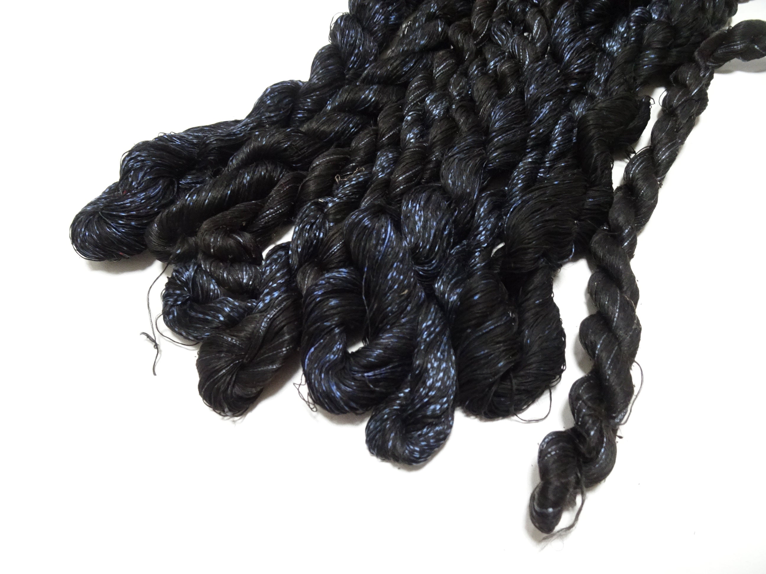 Japanese Vintage Super Rare Indigo Mud Dyeing kasuri loose Twisted Silk Thread Sets Embroidery & weave 13423