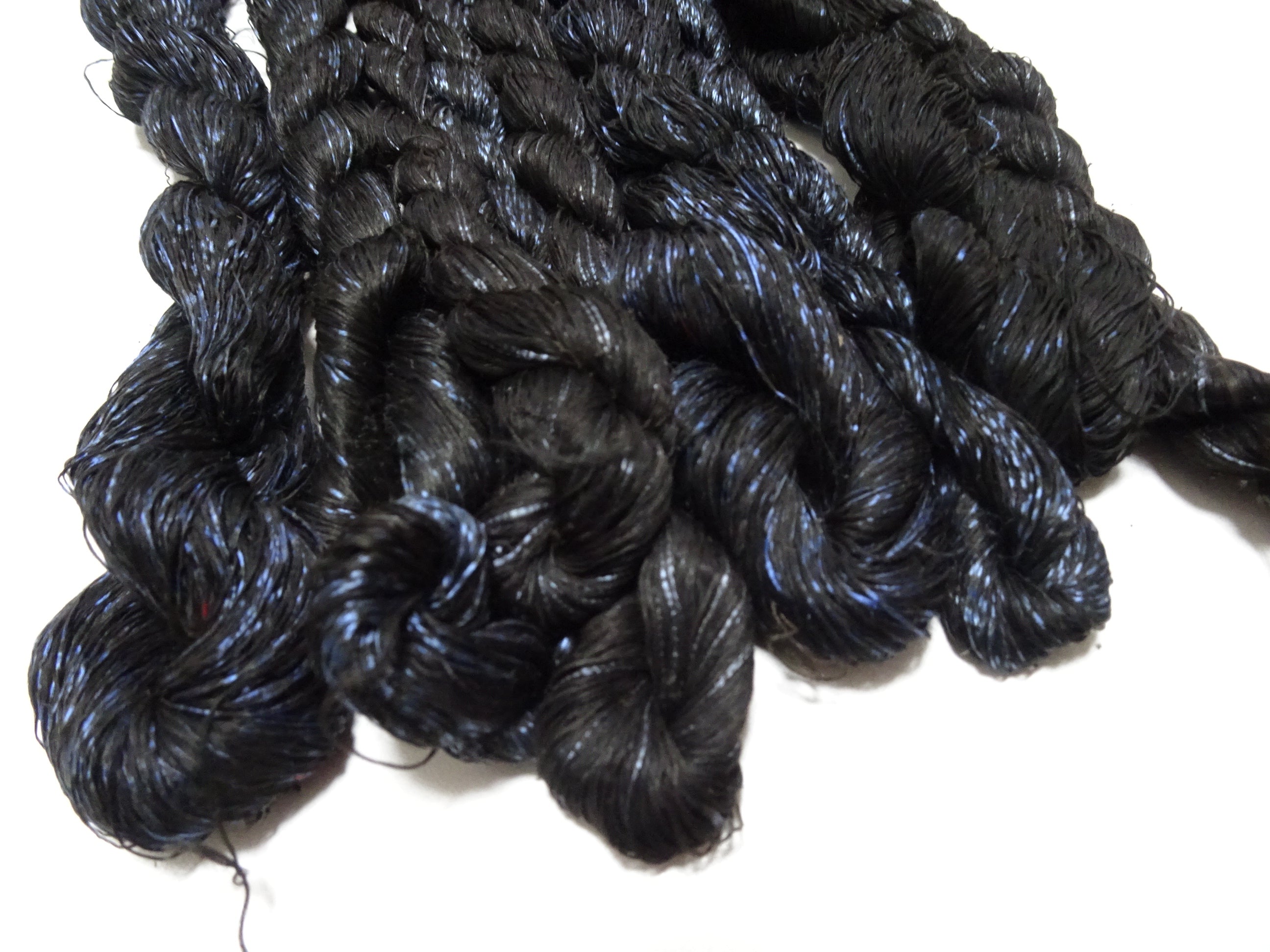 Japanese Vintage Super Rare Indigo Mud Dyeing kasuri loose Twisted Silk Thread Sets Embroidery & weave 13423