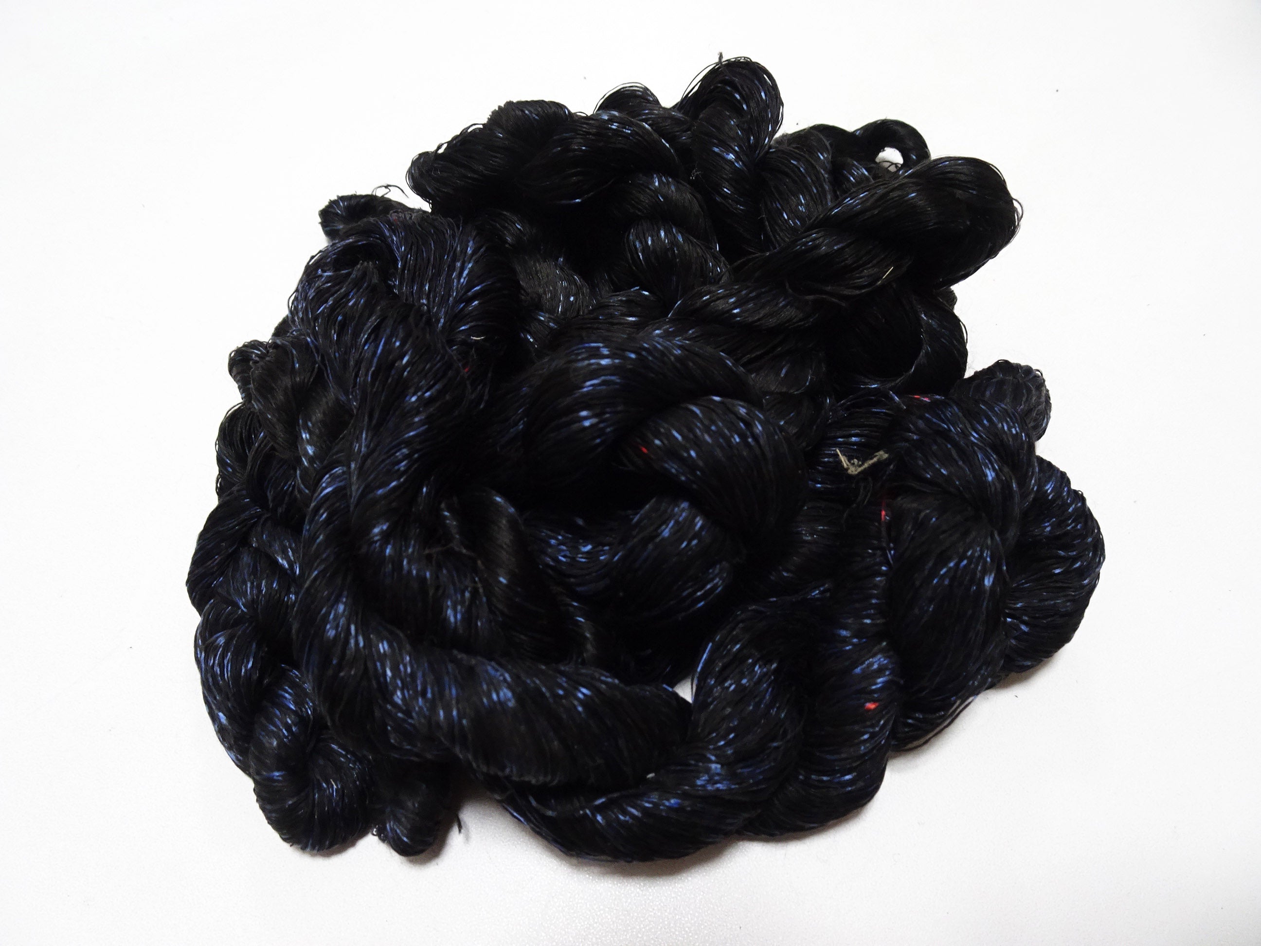 Japanese Vintage Super Rare Indigo Mud Dyeing kasuri loose Twisted Silk Thread Sets Embroidery & weave 13424