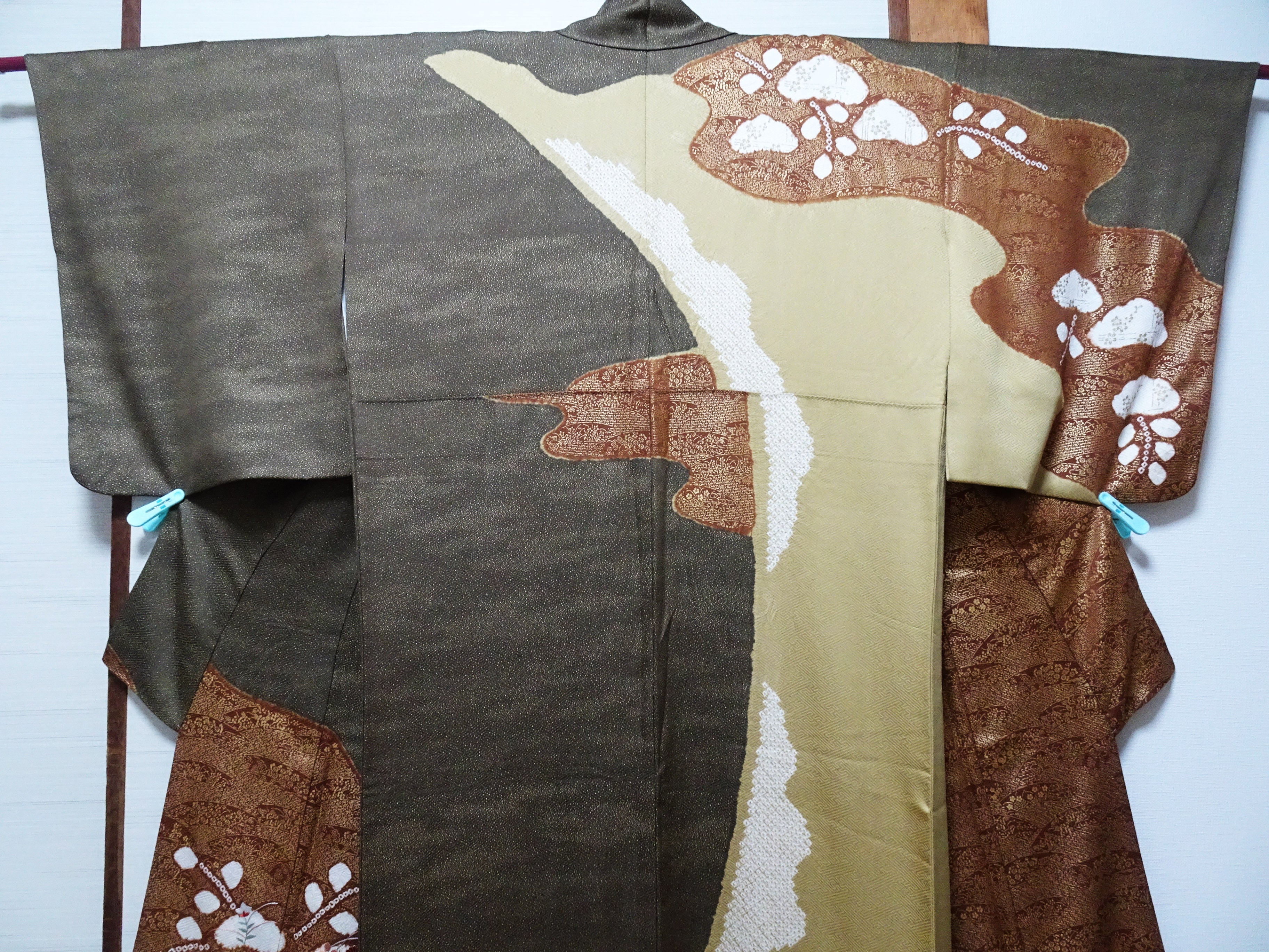 Japanese Kimono Silk Homongi Shibori Embroidery 16483