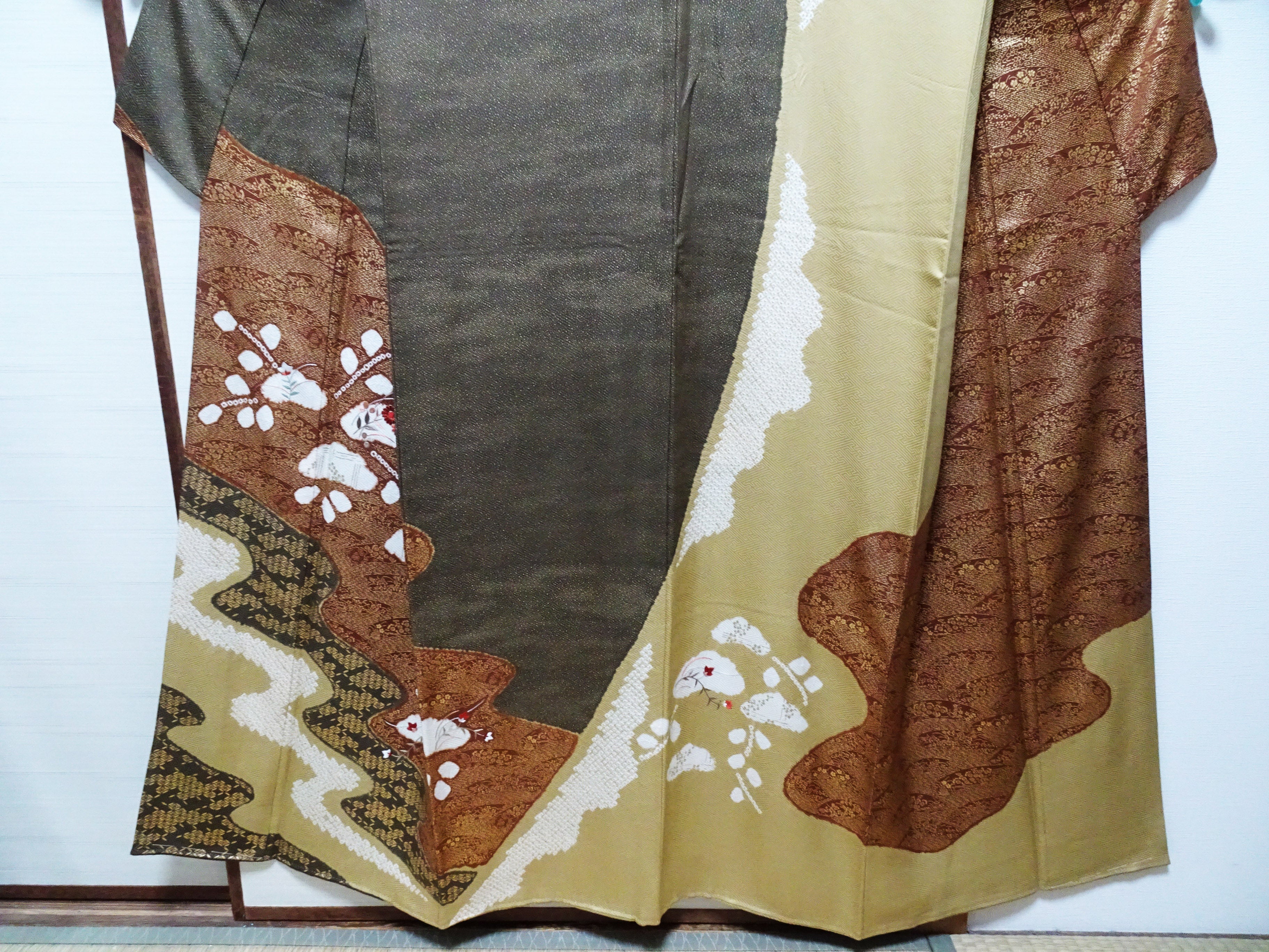 Japanese Kimono Silk Homongi Shibori Embroidery 16483