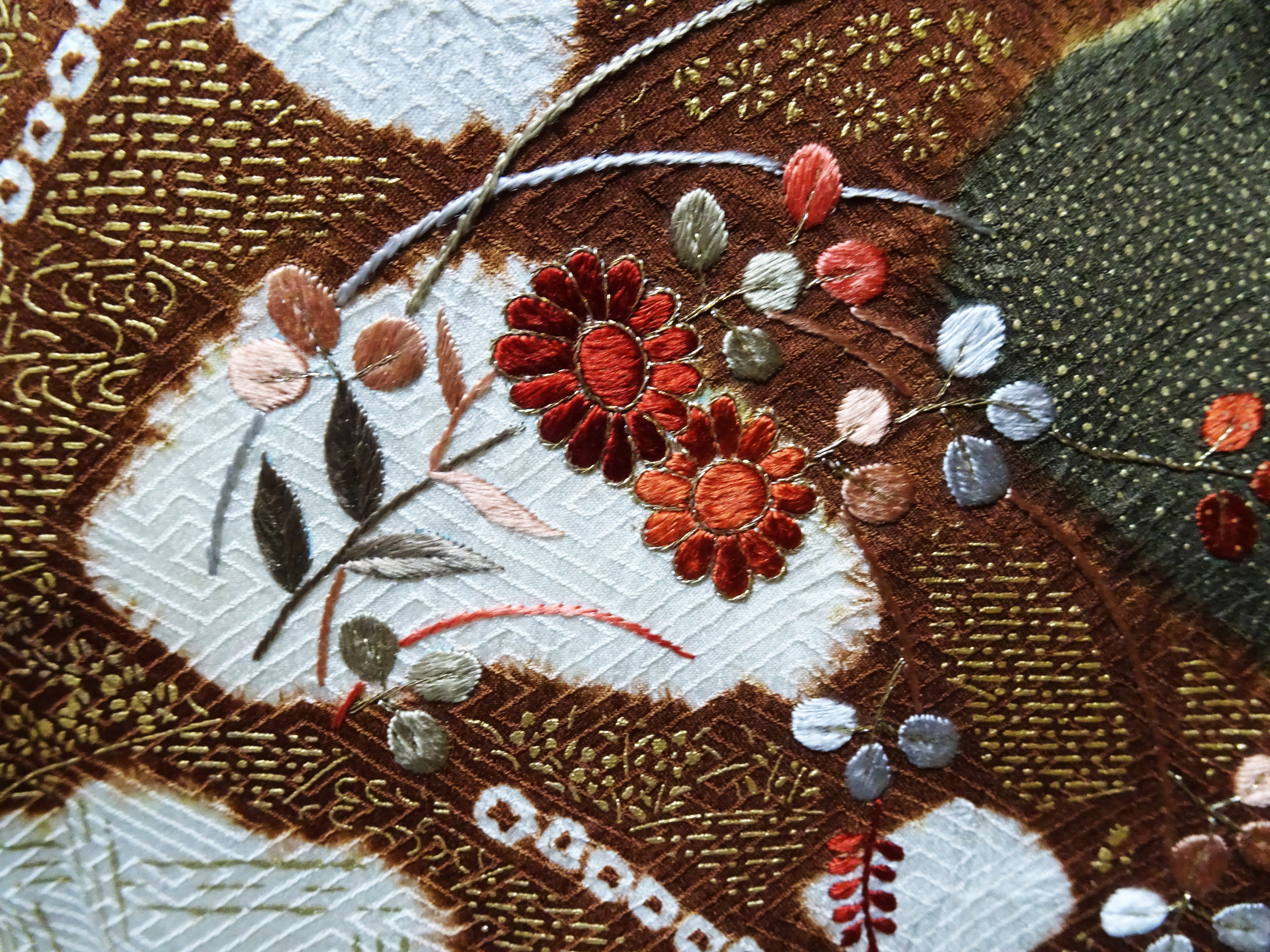 Japanese Kimono Silk Homongi Shibori Embroidery 16483