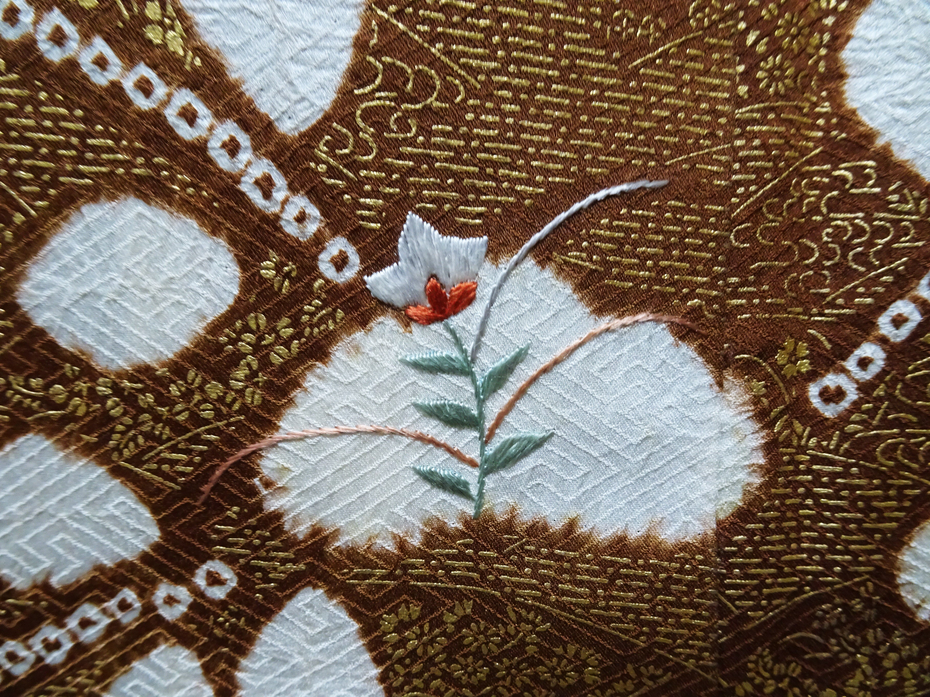 Japanese Kimono Silk Homongi Shibori Embroidery 16483