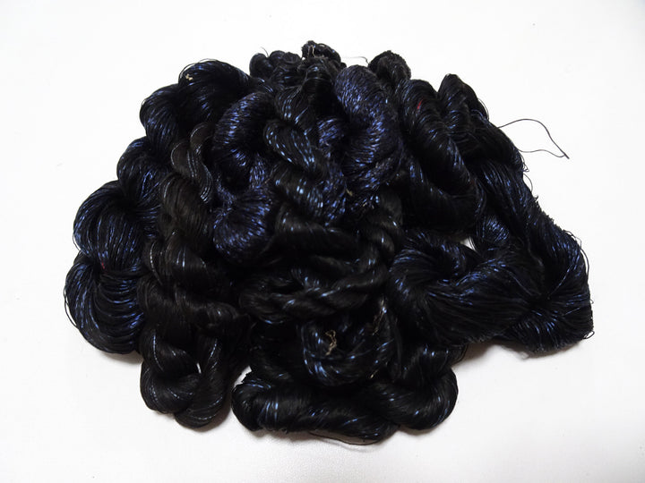 Japanese Vintage Super Rare Indigo Mud Dyeing kasuri loose Twisted Silk Thread Sets Embroidery & weave 13425