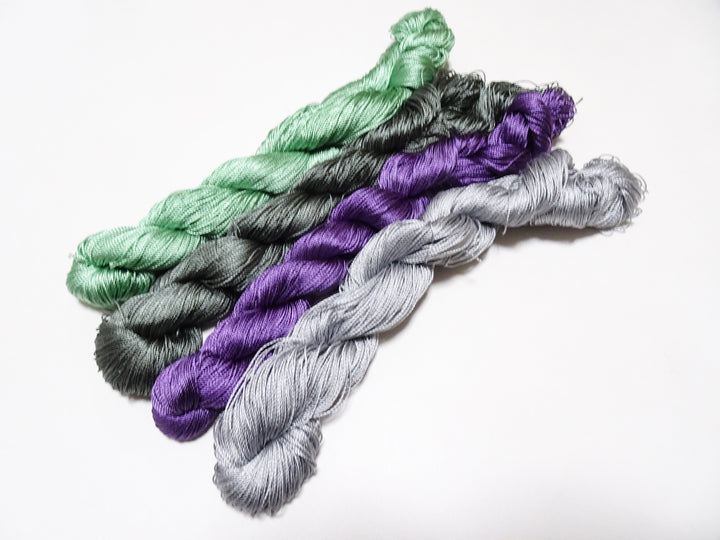 Japanese Vintage Strong Twisted Silk Thread 4sets Embroidery & Weaving 15606