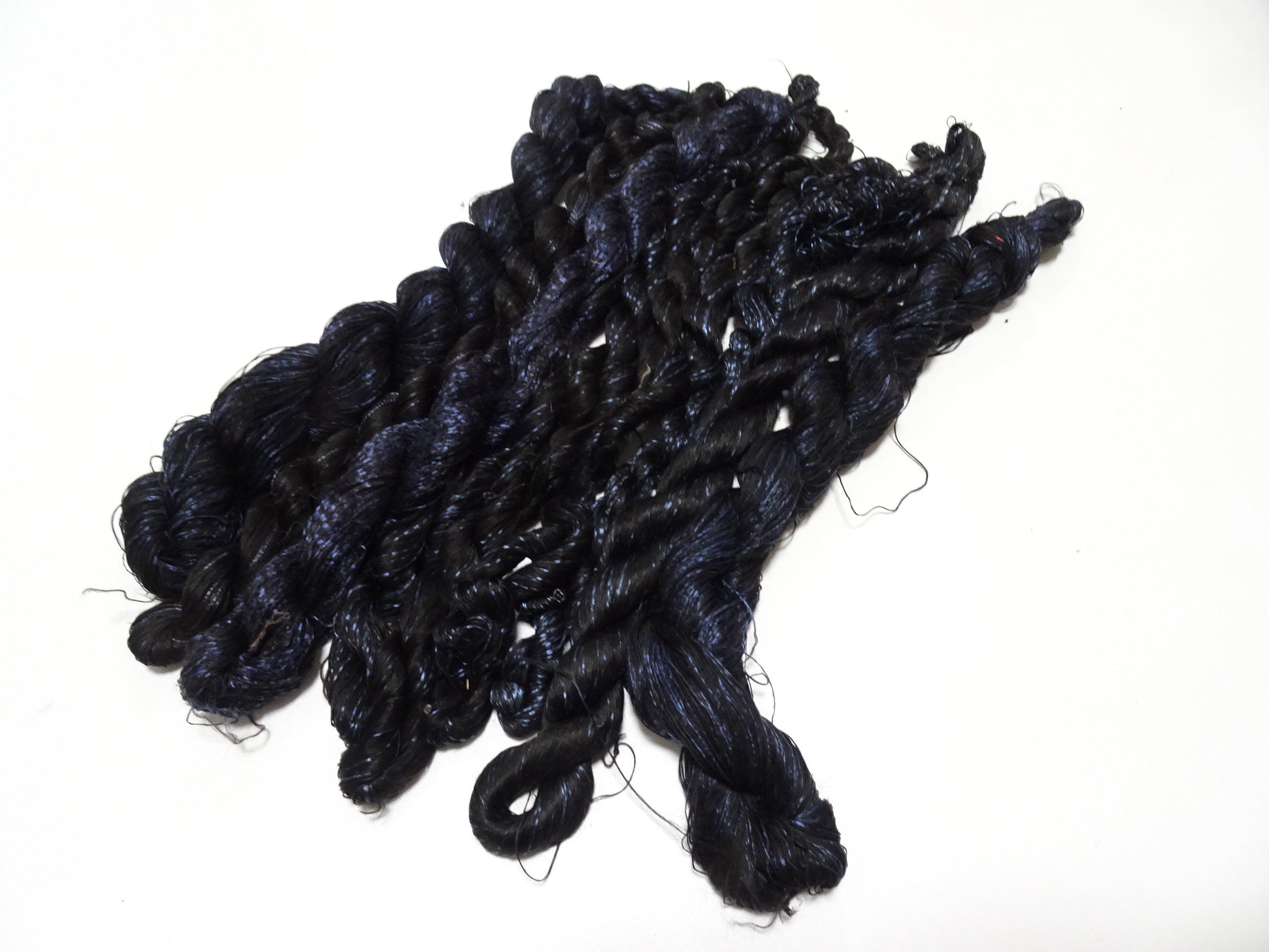 Japanese Vintage Super Rare Indigo Mud Dyeing kasuri loose Twisted Silk Thread Sets Embroidery & weave 13425