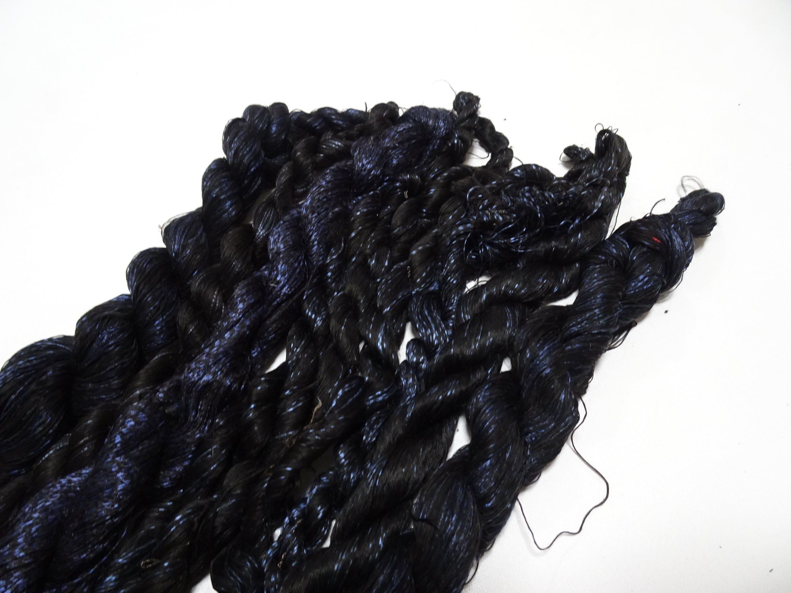 Japanese Vintage Super Rare Indigo Mud Dyeing kasuri loose Twisted Silk Thread Sets Embroidery & weave 13425