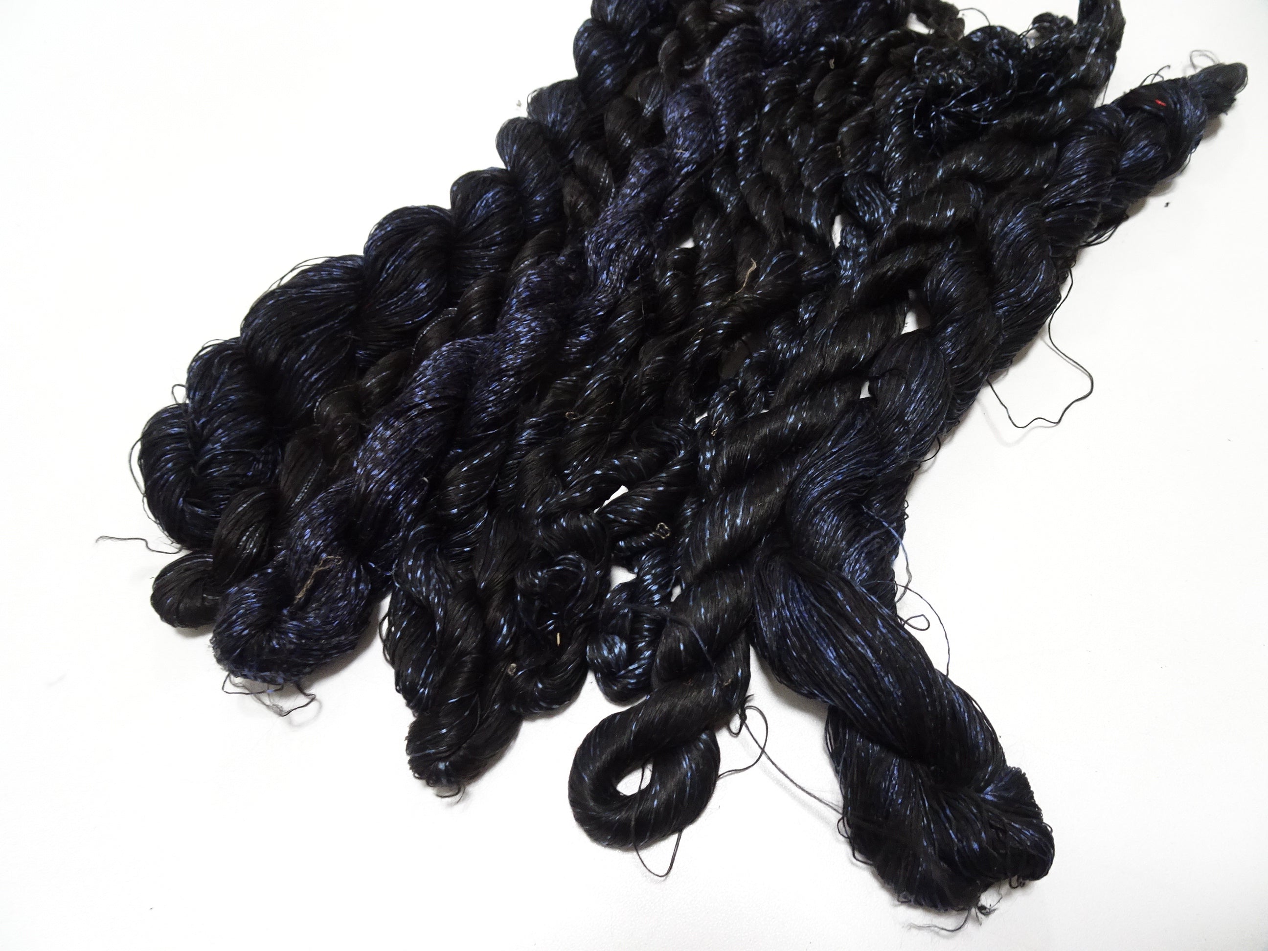 Japanese Vintage Super Rare Indigo Mud Dyeing kasuri loose Twisted Silk Thread Sets Embroidery & weave 13425