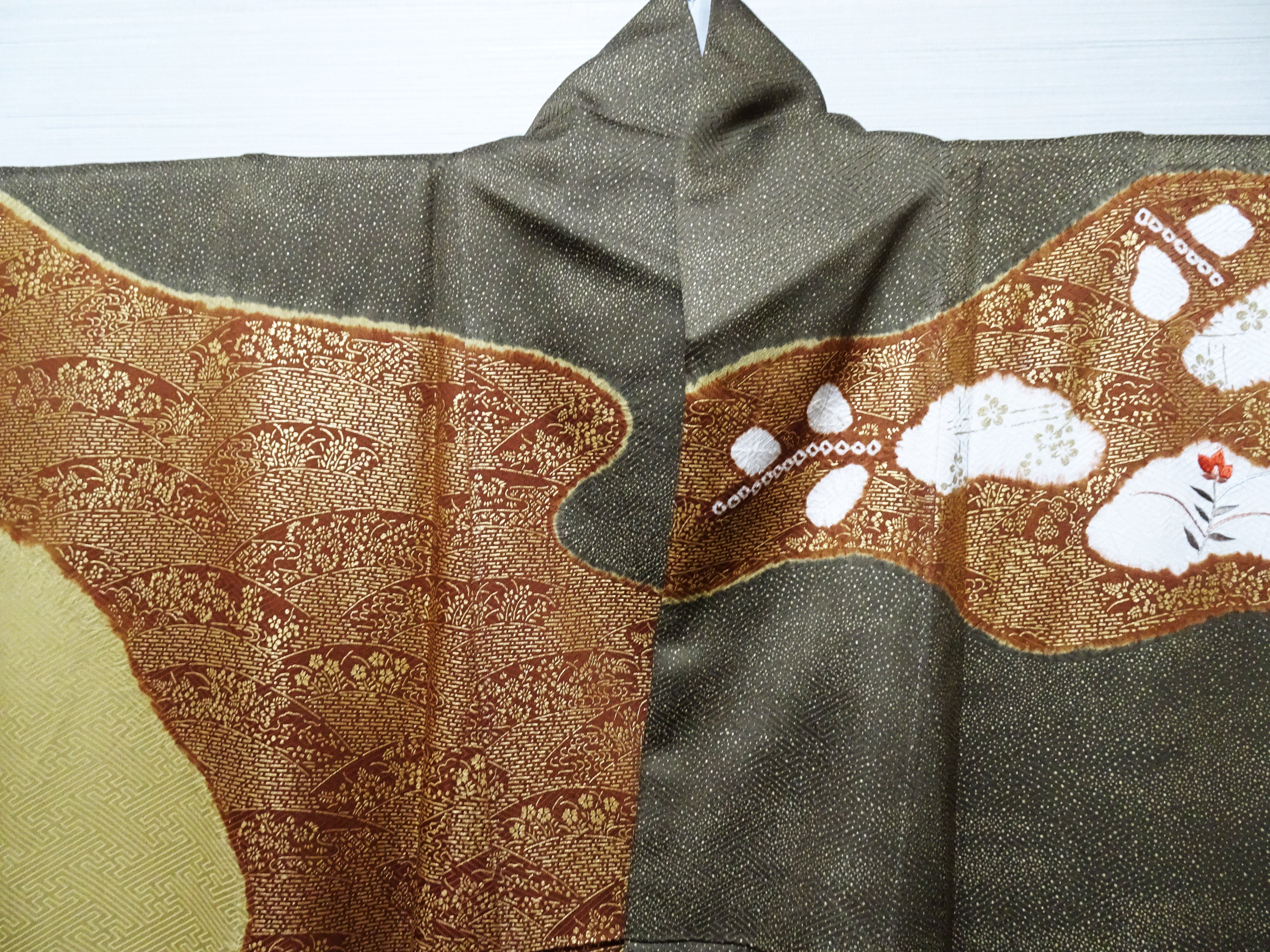 Japanese Kimono Silk Homongi Shibori Embroidery 16483