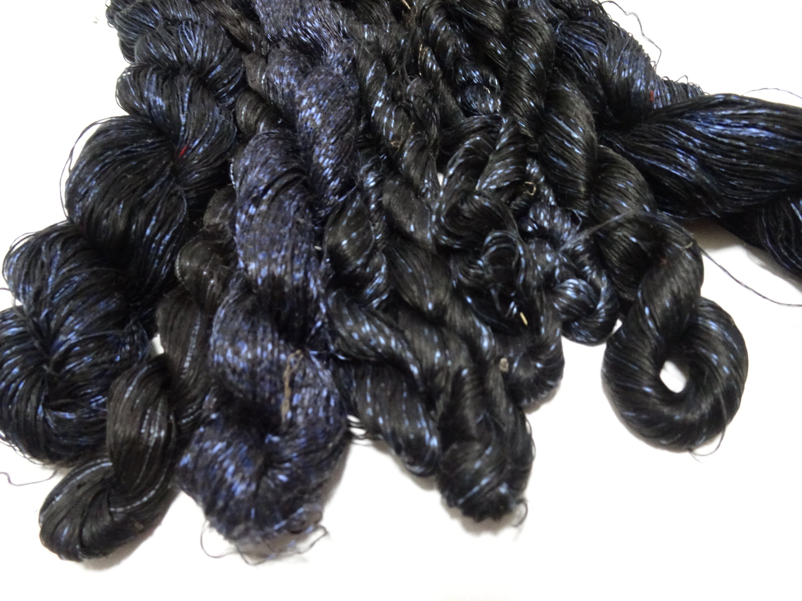 Japanese Vintage Super Rare Indigo Mud Dyeing kasuri loose Twisted Silk Thread Sets Embroidery & weave 13425