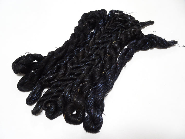 Japanese Vintage Super Rare Indigo Mud Dyeing kasuri loose Twisted Silk Thread Sets Embroidery & weave 13426