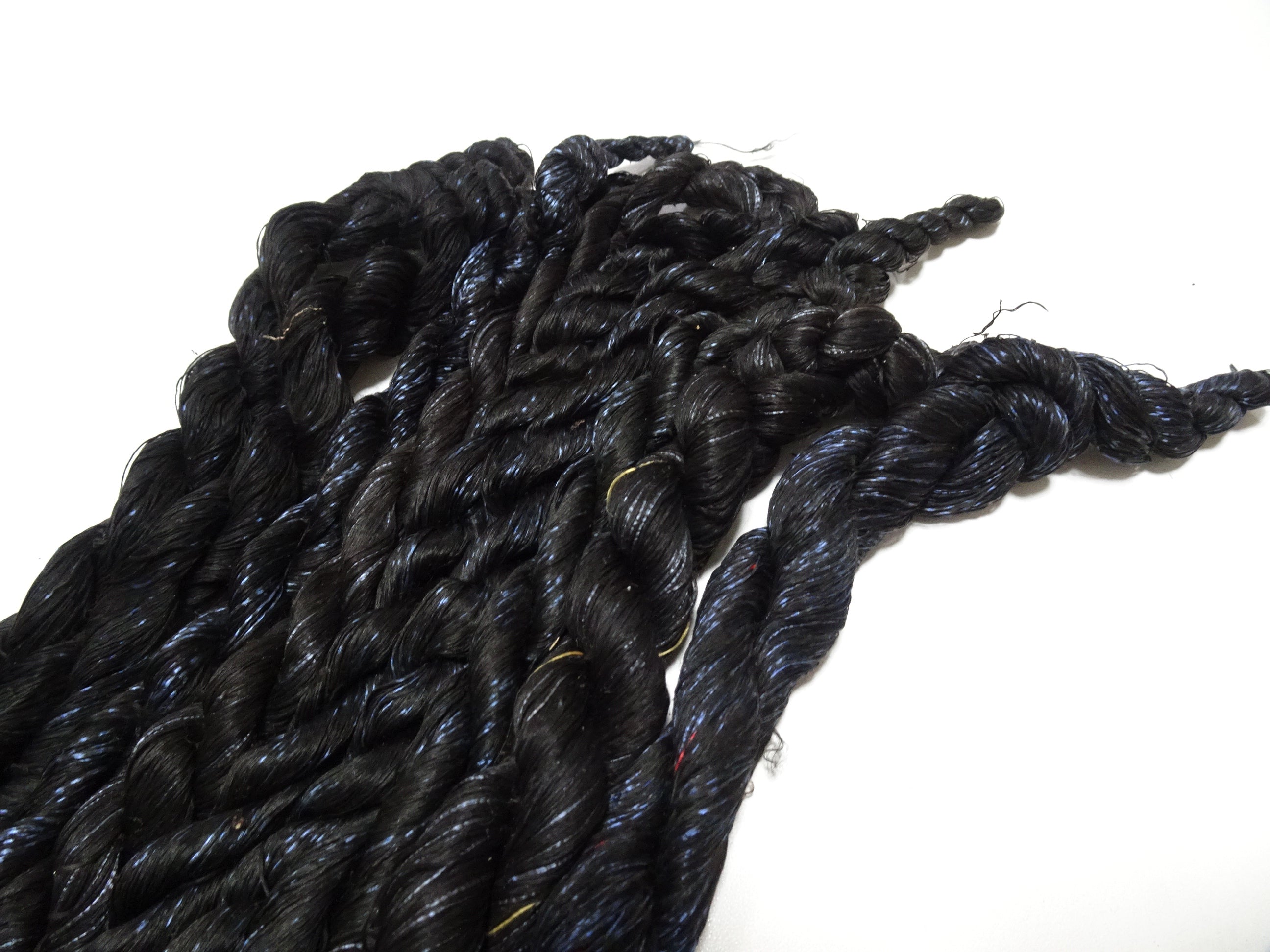 Japanese Vintage Super Rare Indigo Mud Dyeing kasuri loose Twisted Silk Thread Sets Embroidery & weave 13426