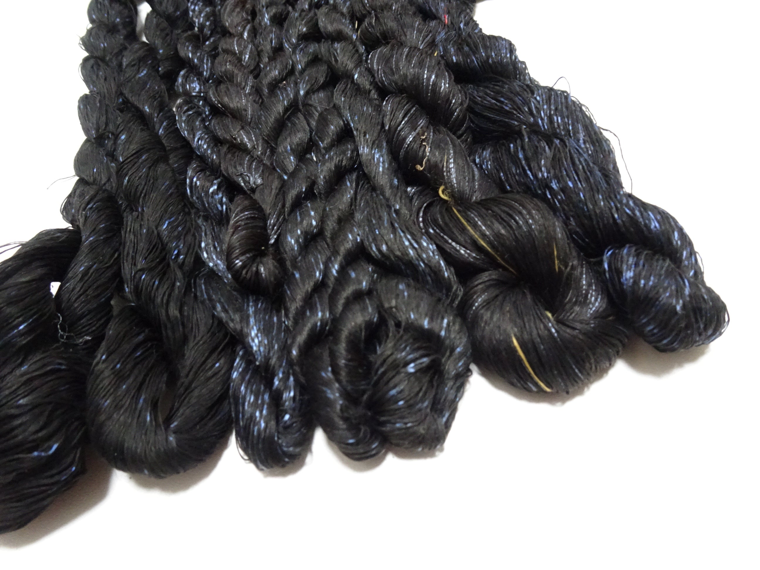 Japanese Vintage Super Rare Indigo Mud Dyeing kasuri loose Twisted Silk Thread Sets Embroidery & weave 13426