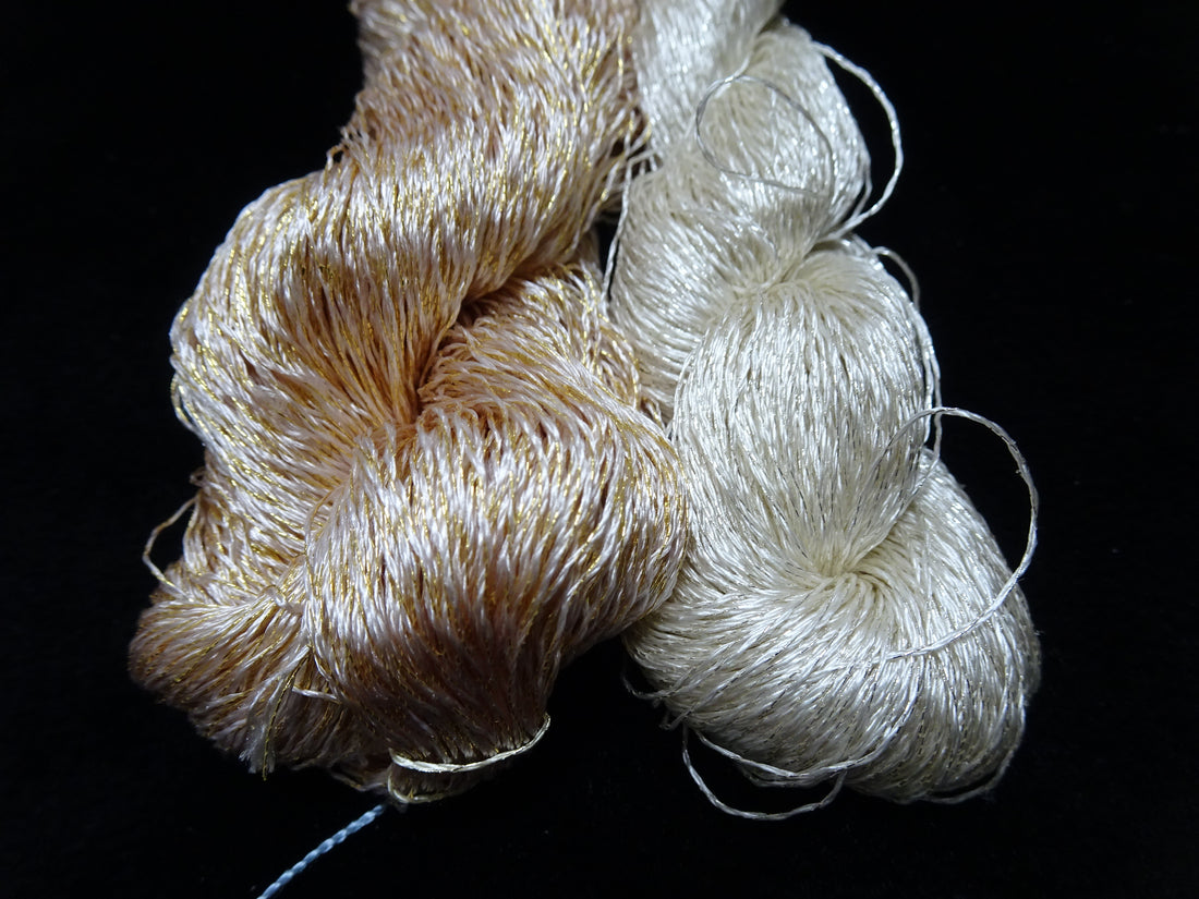 Japanese Vintage High Class Rare Silk Thread 2sets Mixture of Gold embroidery 17909