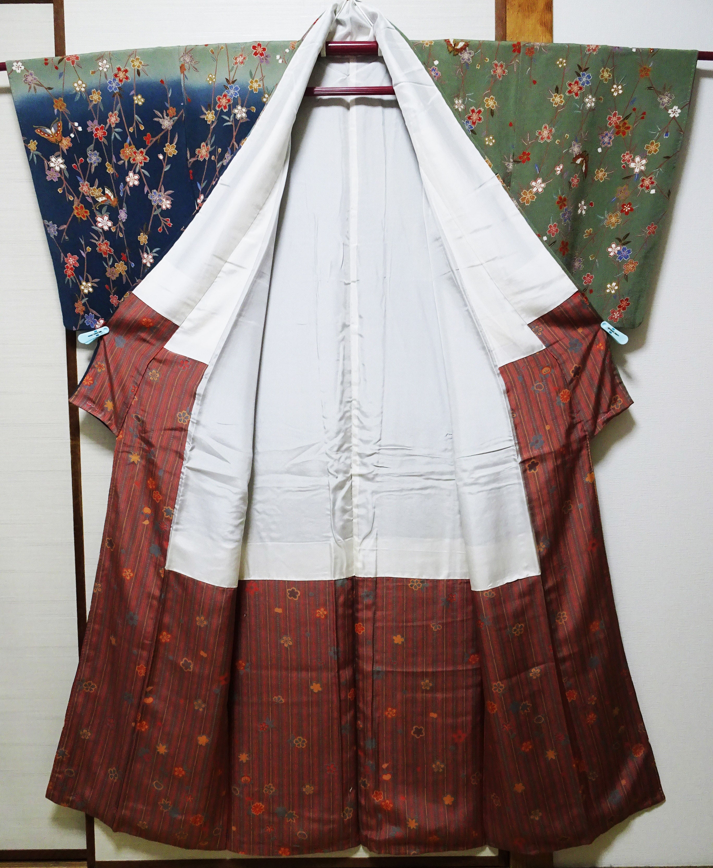 Japanese Kimono Silk Homongi Gradient Dyeing Weeping Cherry Blossoms and Butterflies Design16484