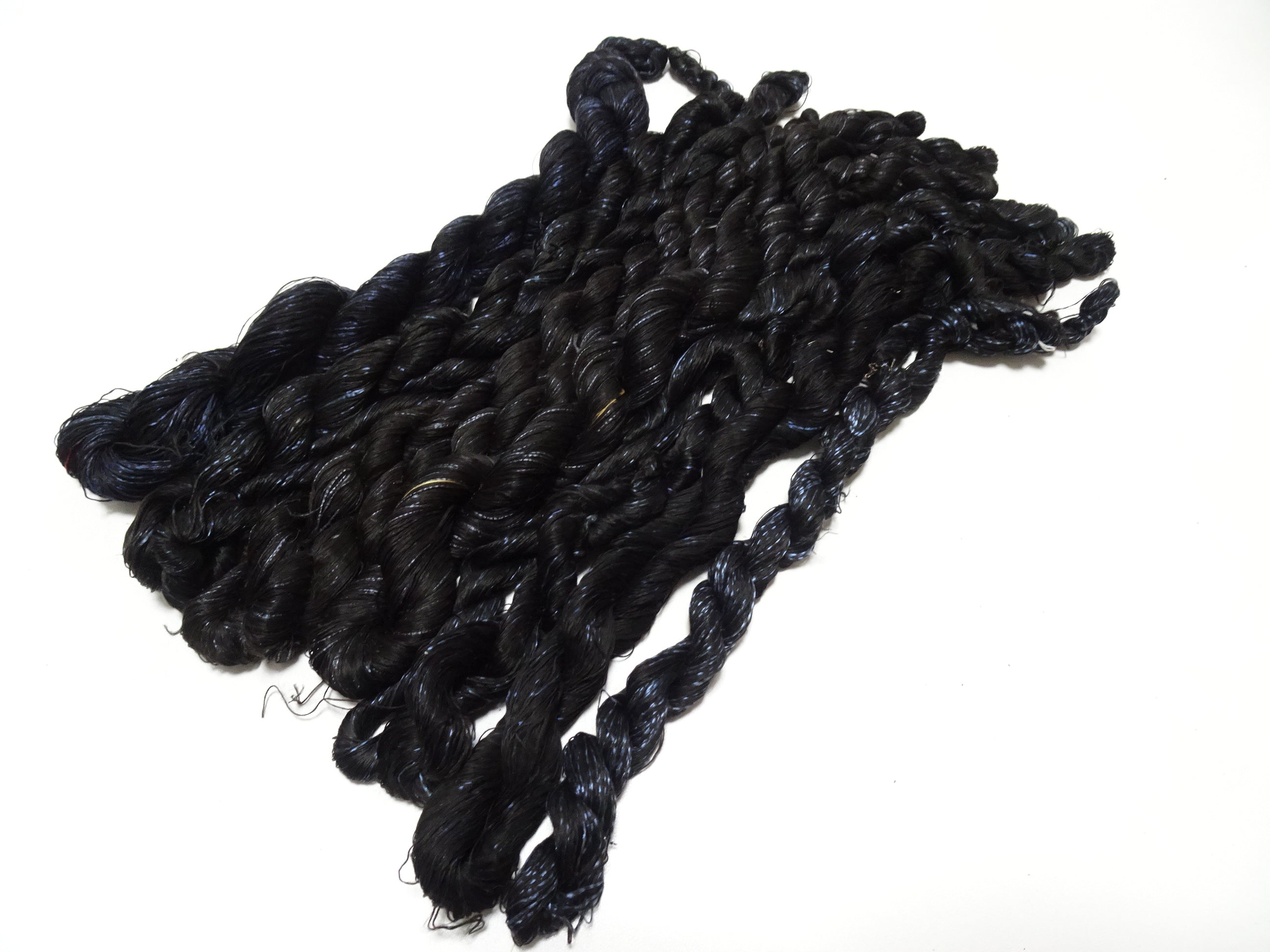 Japanese Vintage Super Rare Indigo Mud Dyeing kasuri loose Twisted Silk Thread Sets Embroidery & weave 13427