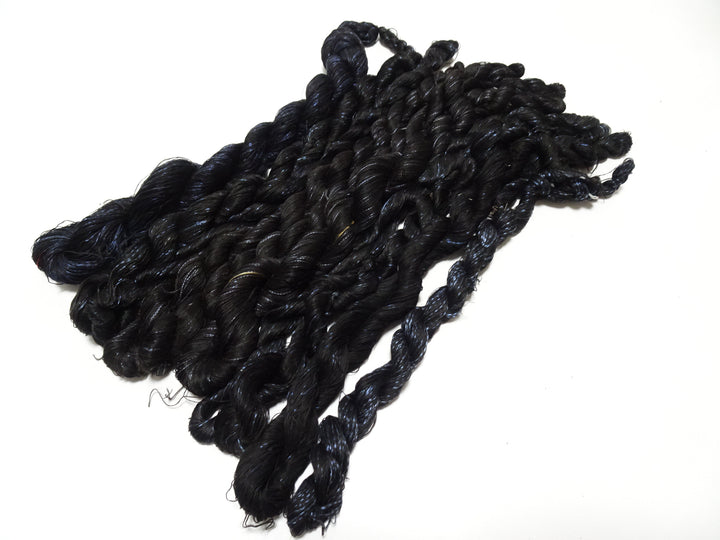 Japanese Vintage Super Rare Indigo Mud Dyeing kasuri loose Twisted Silk Thread Sets Embroidery & weave 13427