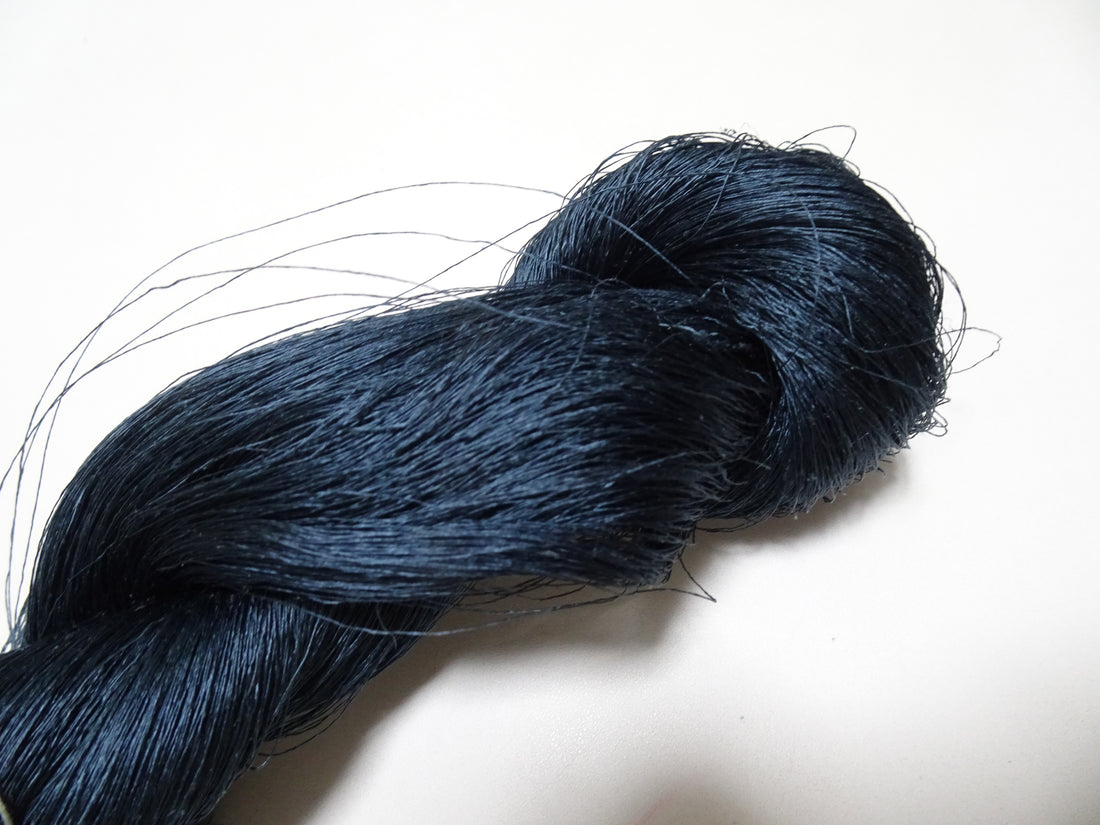 Japanese vintage Tsumugi silk thread embroidery & weave 8746