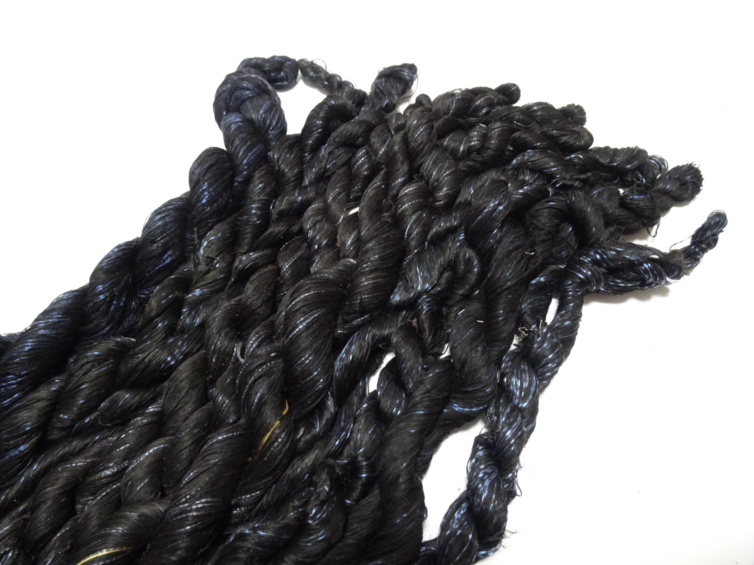 Japanese Vintage Super Rare Indigo Mud Dyeing kasuri loose Twisted Silk Thread Sets Embroidery & weave 13427