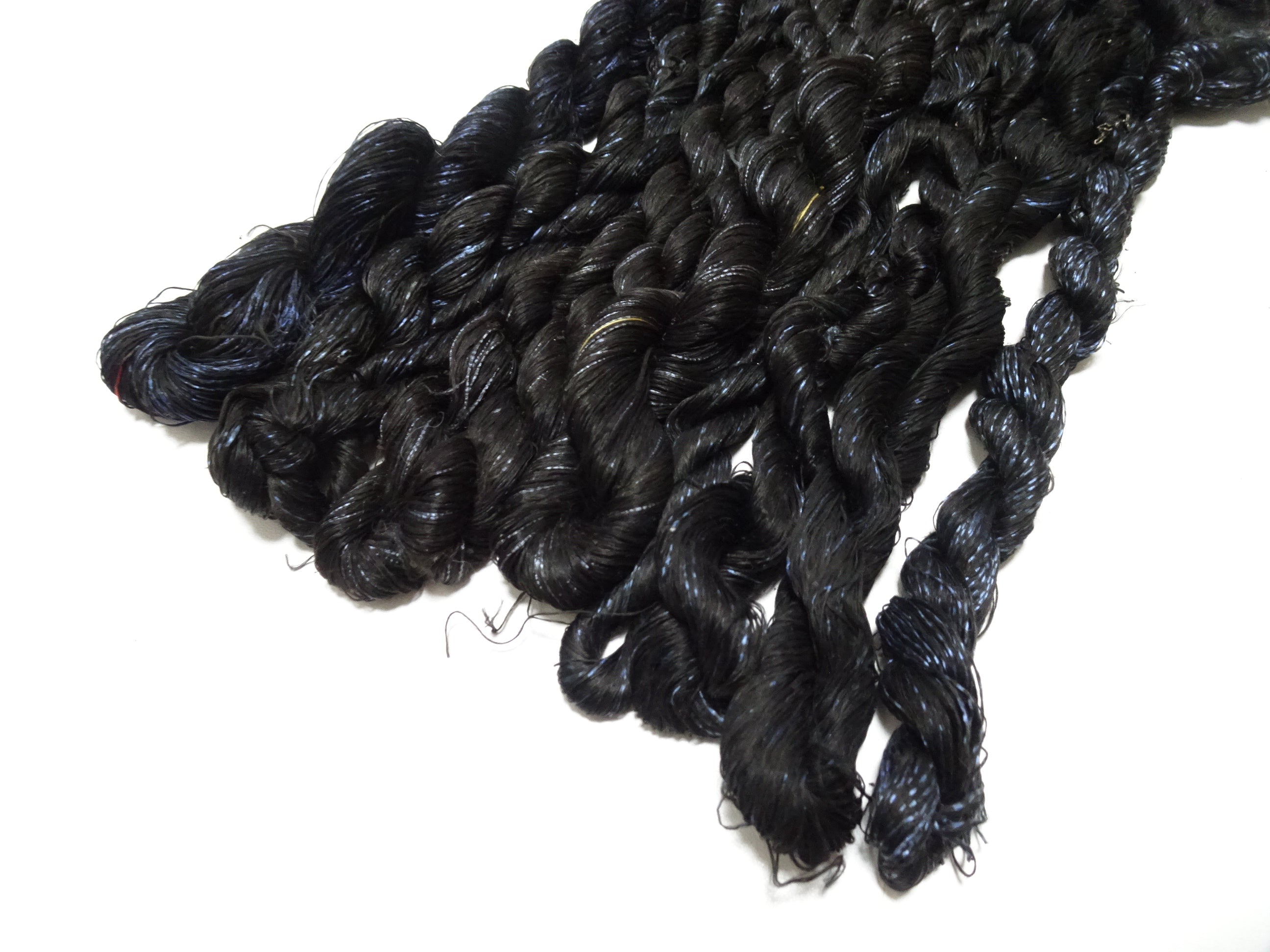 Japanese Vintage Super Rare Indigo Mud Dyeing kasuri loose Twisted Silk Thread Sets Embroidery & weave 13427